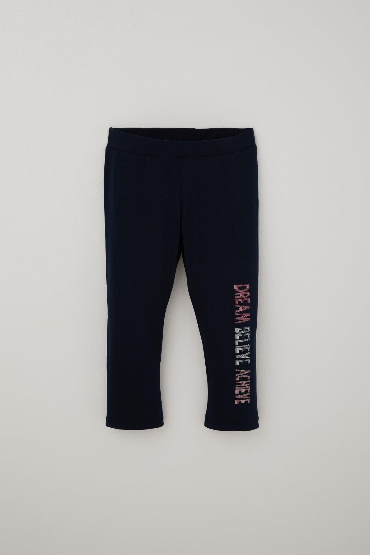 Breeze Kız Çocuk Kapri Taytlı Crop Takım Yazı Baskılı Somon (8-12 Yaş)