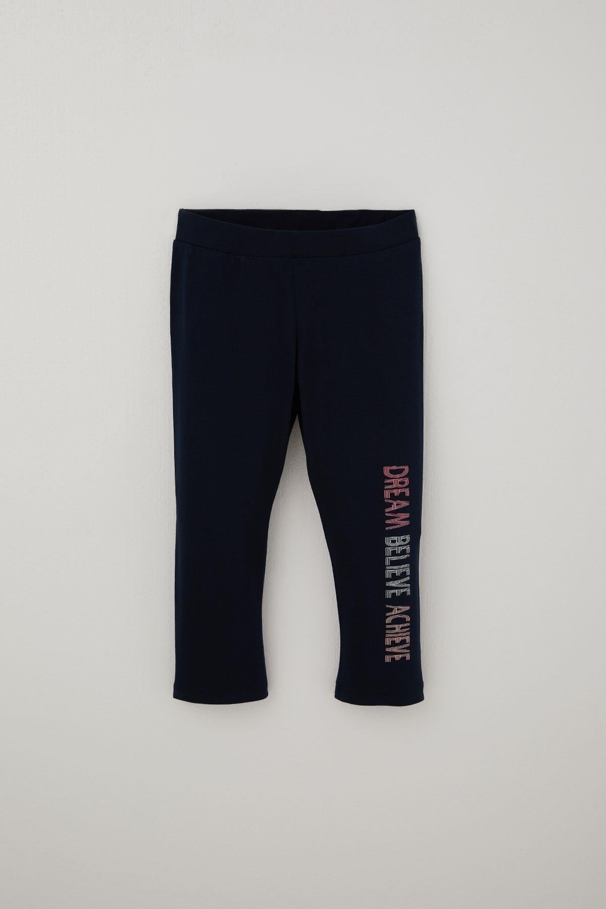 Breeze Kız Çocuk Kapri Taytlı Crop Takım Yazı Baskılı Somon (9 Yaş)