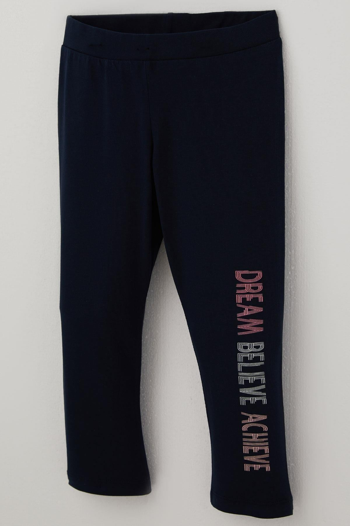 Breeze Kız Çocuk Kapri Taytlı Crop Takım Yazı Baskılı Somon (9 Yaş)