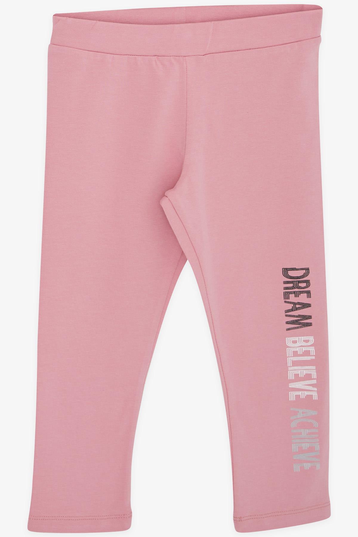 Breeze Kız Çocuk Kapri Taytlı Crop Takım Yazı Baskılı Açık Gri Melanj (8-12 Yaş)