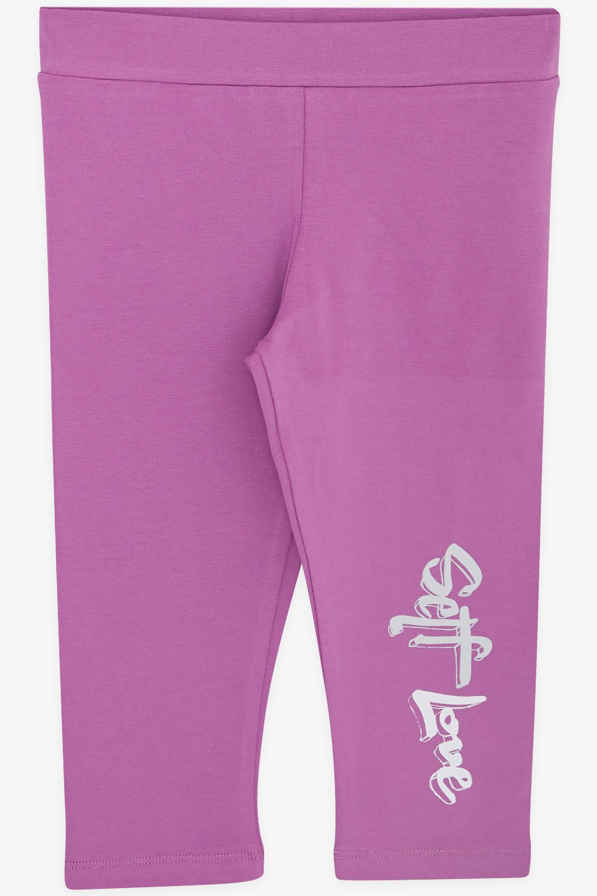 Breeze Kız Çocuk Kapri Taytlı Crop Takım Simli Ayıcık Baskılı Açık Gri Melanj (6-10 Yaş)