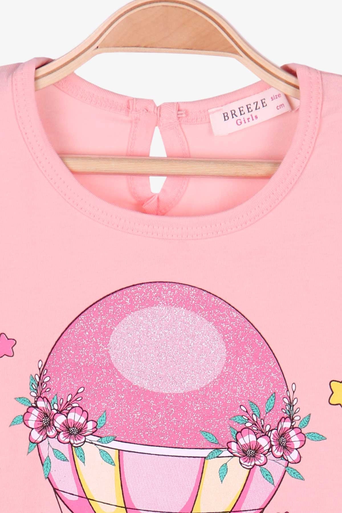Breeze Kız Çocuk Kapri Taytlı Takım Balon Baskılı Somon (1.5-5 Yaş)