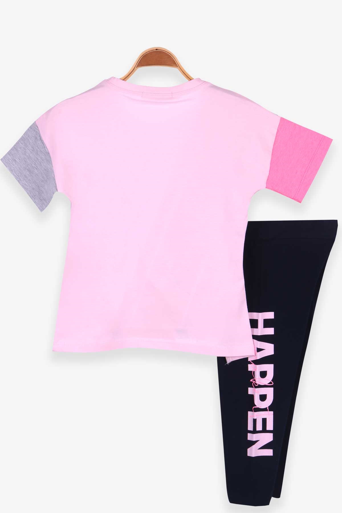 Breeze Kız Çocuk Kapri Taytlı Takım Baskılı Pudra (6-12 Yaş)