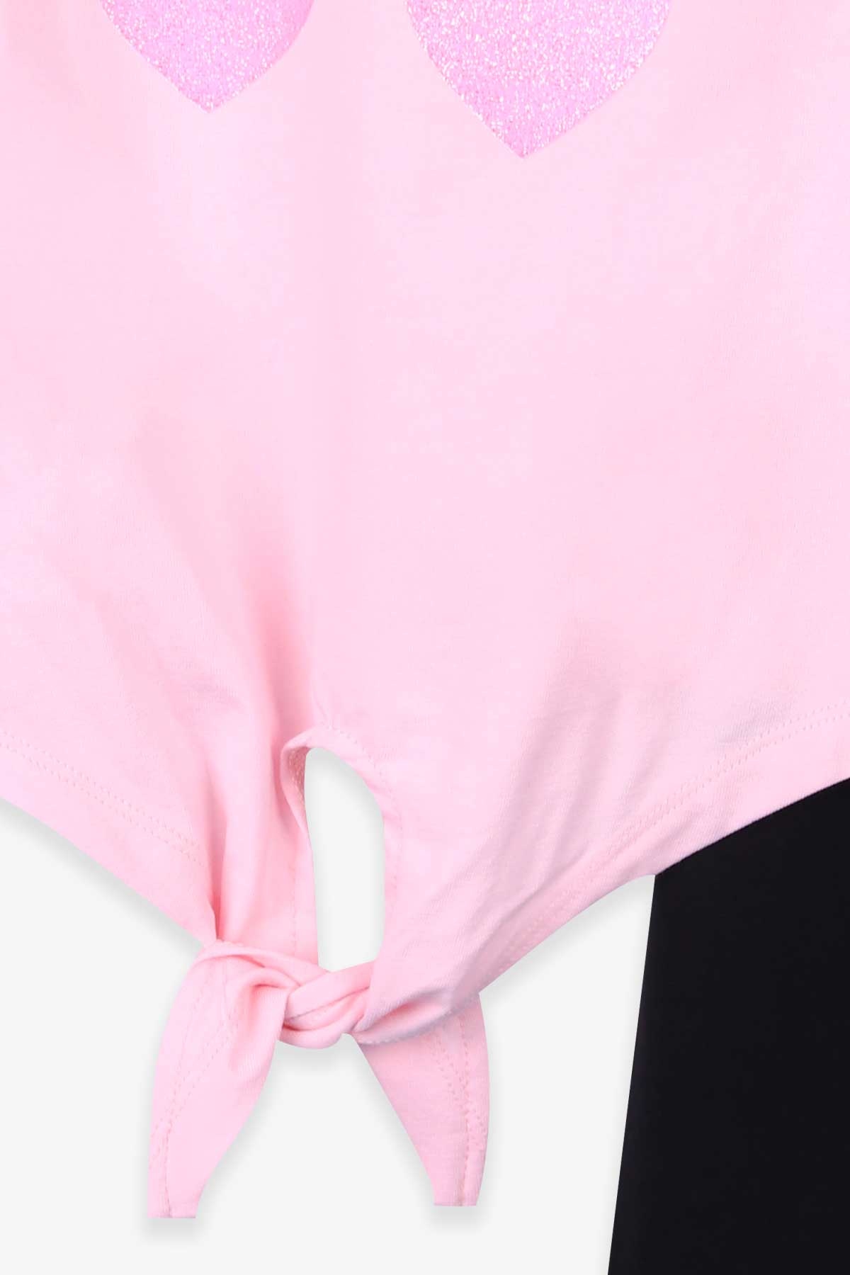 Breeze Kız Çocuk Kapri Taytlı Takım Baskılı Taşlı Pudra (6-12 Yaş)