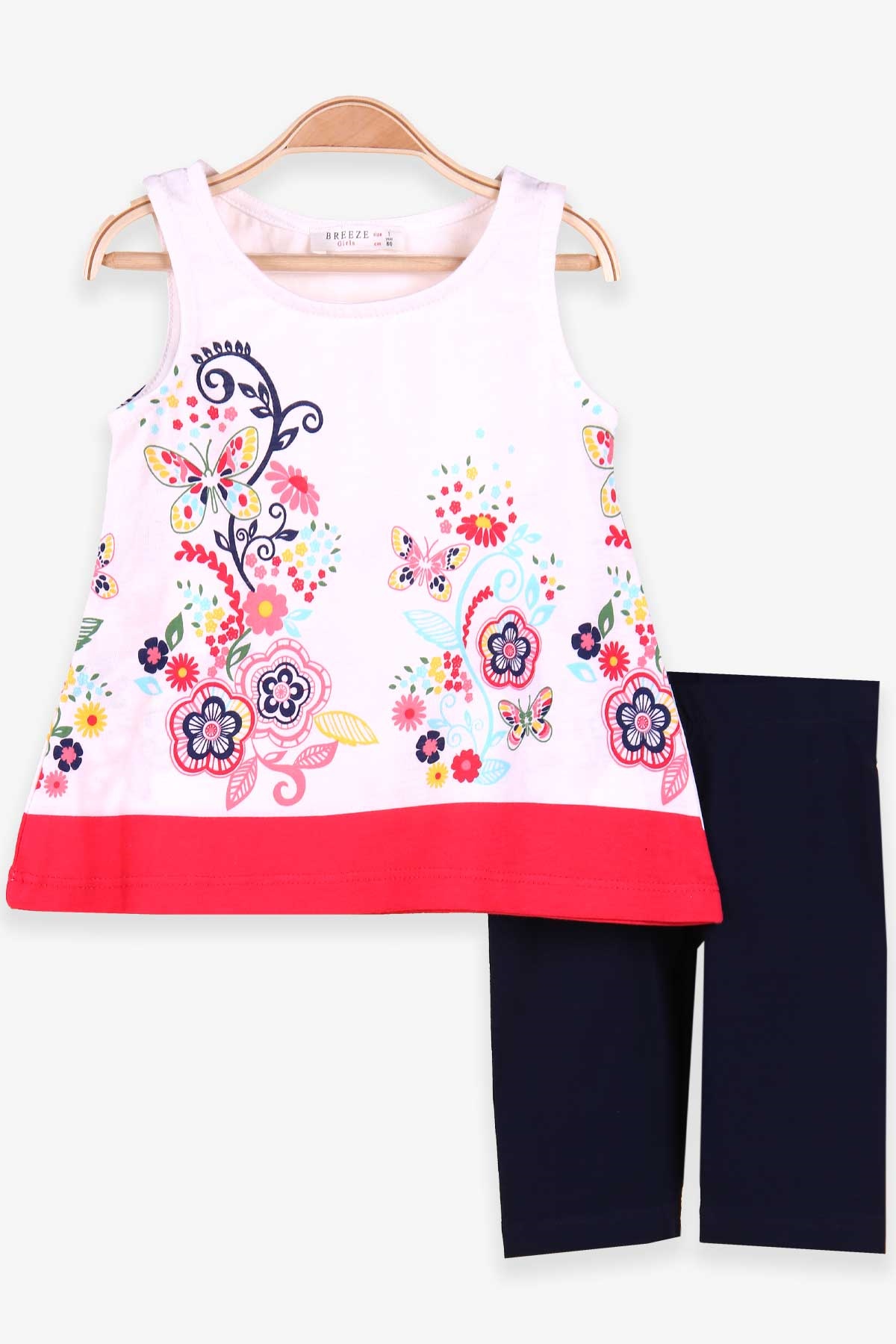 Breeze Kız Çocuk Kapri Taytlı Takım Desenli Ekru (1-4 Yaş)