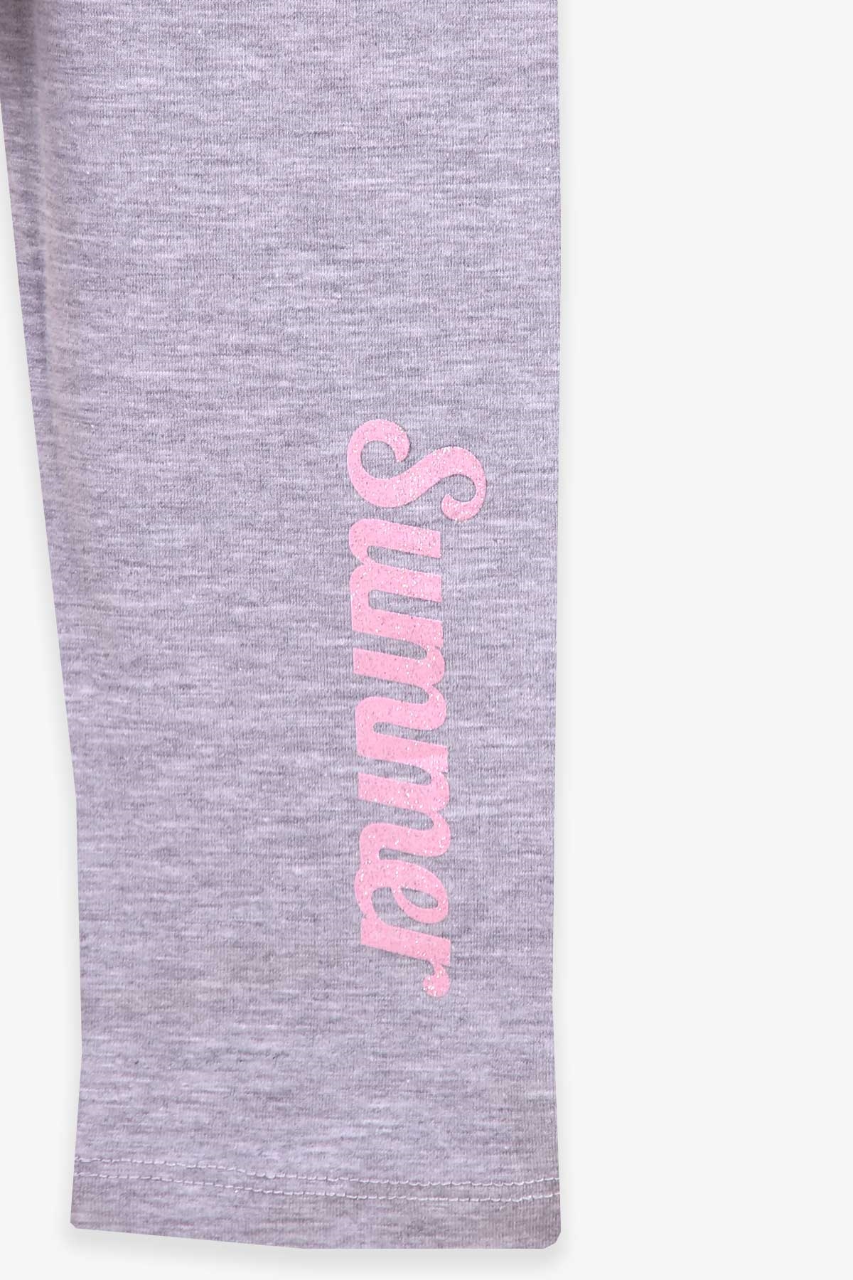 Breeze Kız Çocuk Kapri Taytlı Takım Flamingosu Pullu Yazısı Simli Pembe (5 Yaş)