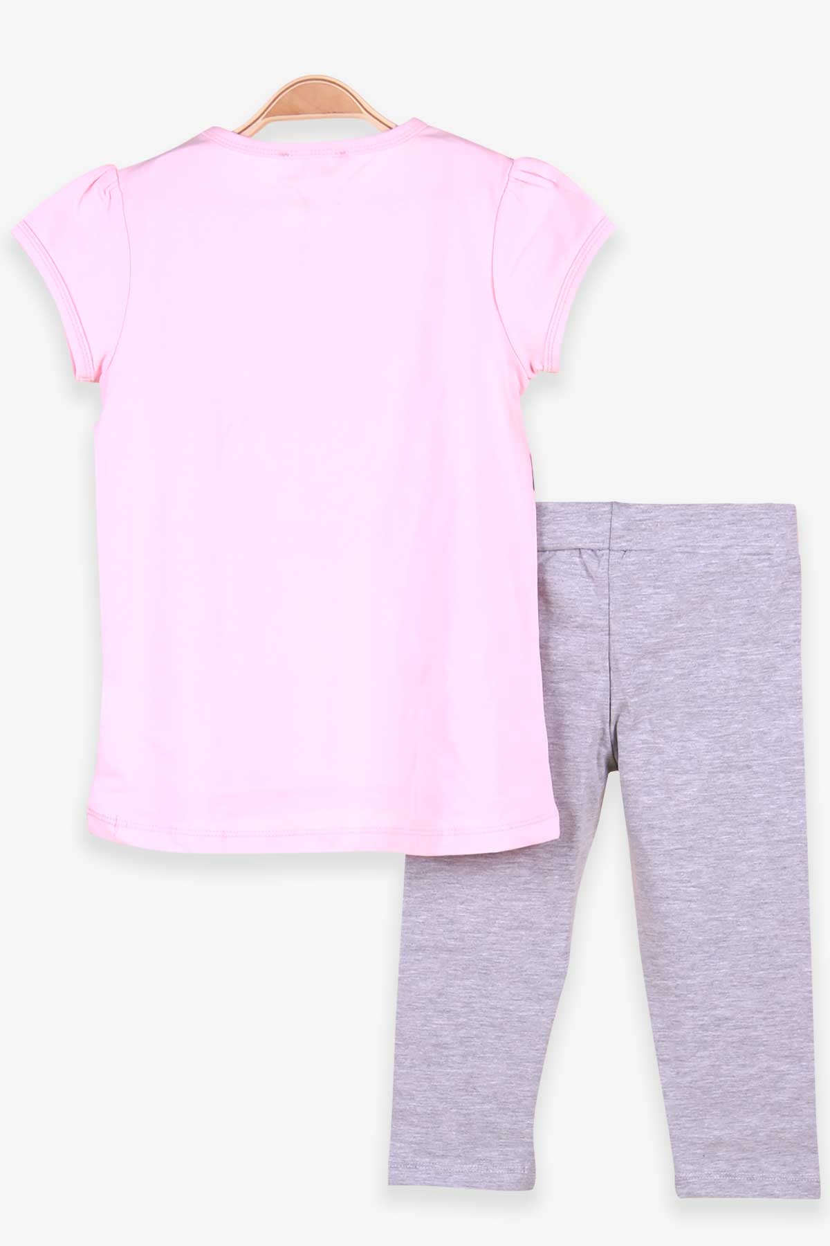 Breeze Kız Çocuk Kapri Taytlı Takım Flamingosu Pullu Yazısı Simli Pembe (5 Yaş)