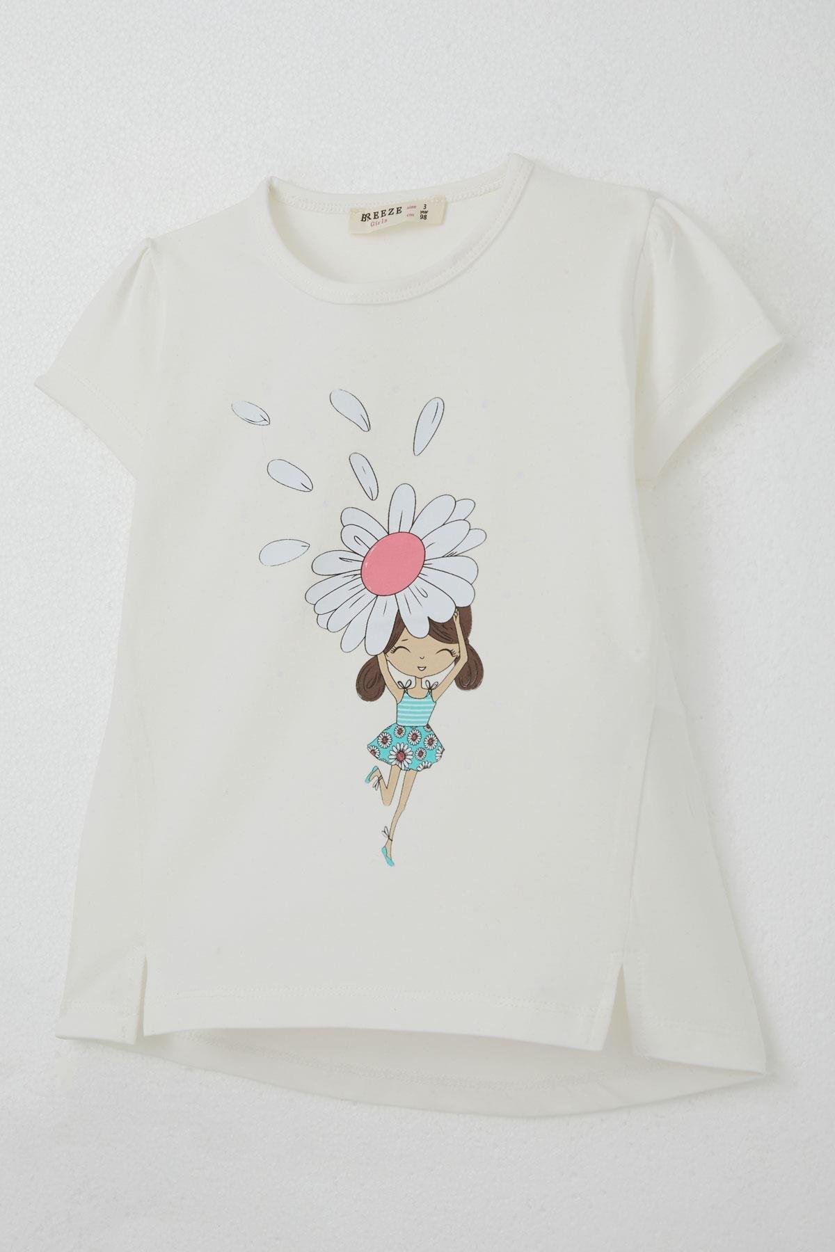 Breeze Kız Çocuk Kapri Taytlı Takım Papatya Perisi Ekru (2-6 Yaş)