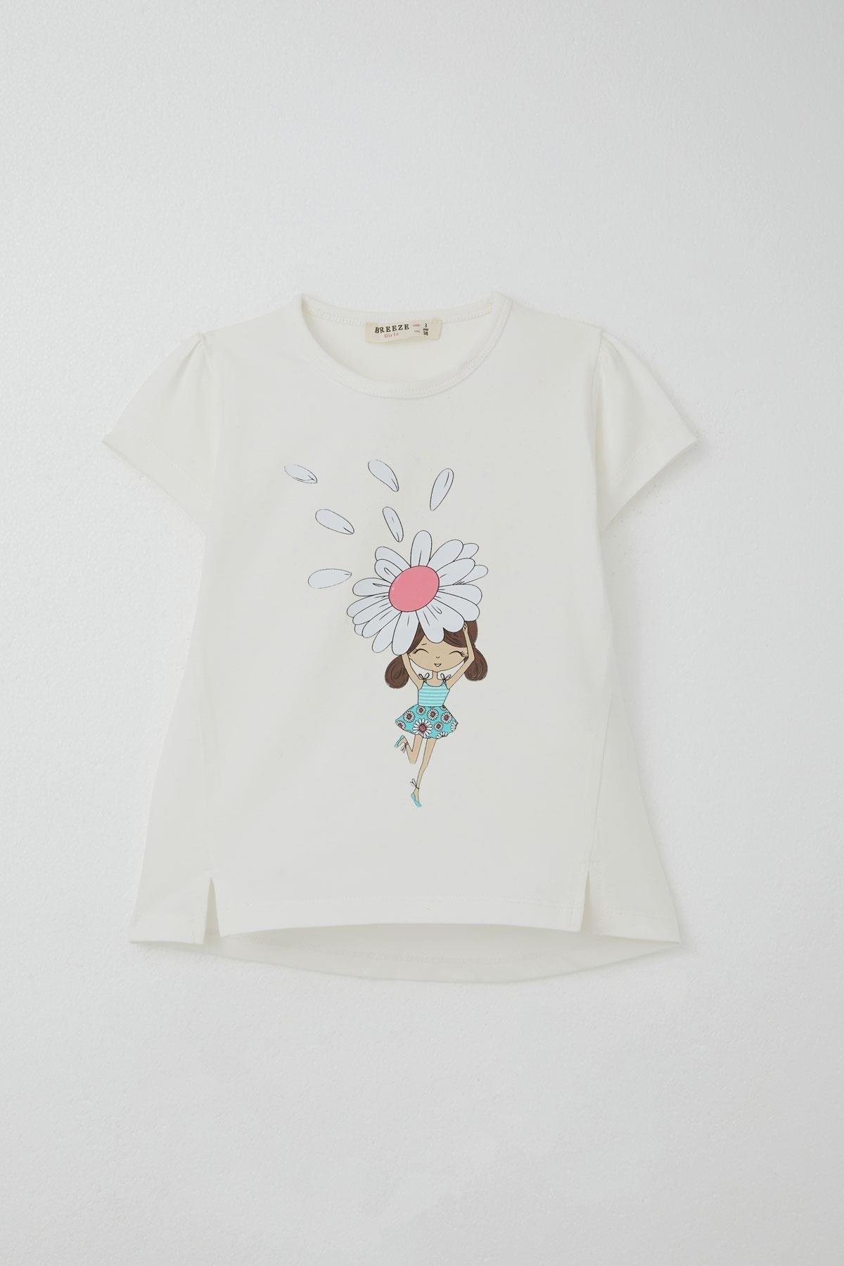 Breeze Kız Çocuk Kapri Taytlı Takım Papatya Perisi Ekru (2-6 Yaş)