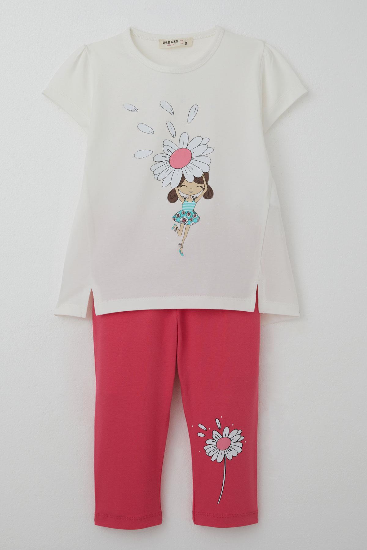 Breeze Kız Çocuk Kapri Taytlı Takım Papatya Perisi Ekru (2-6 Yaş)