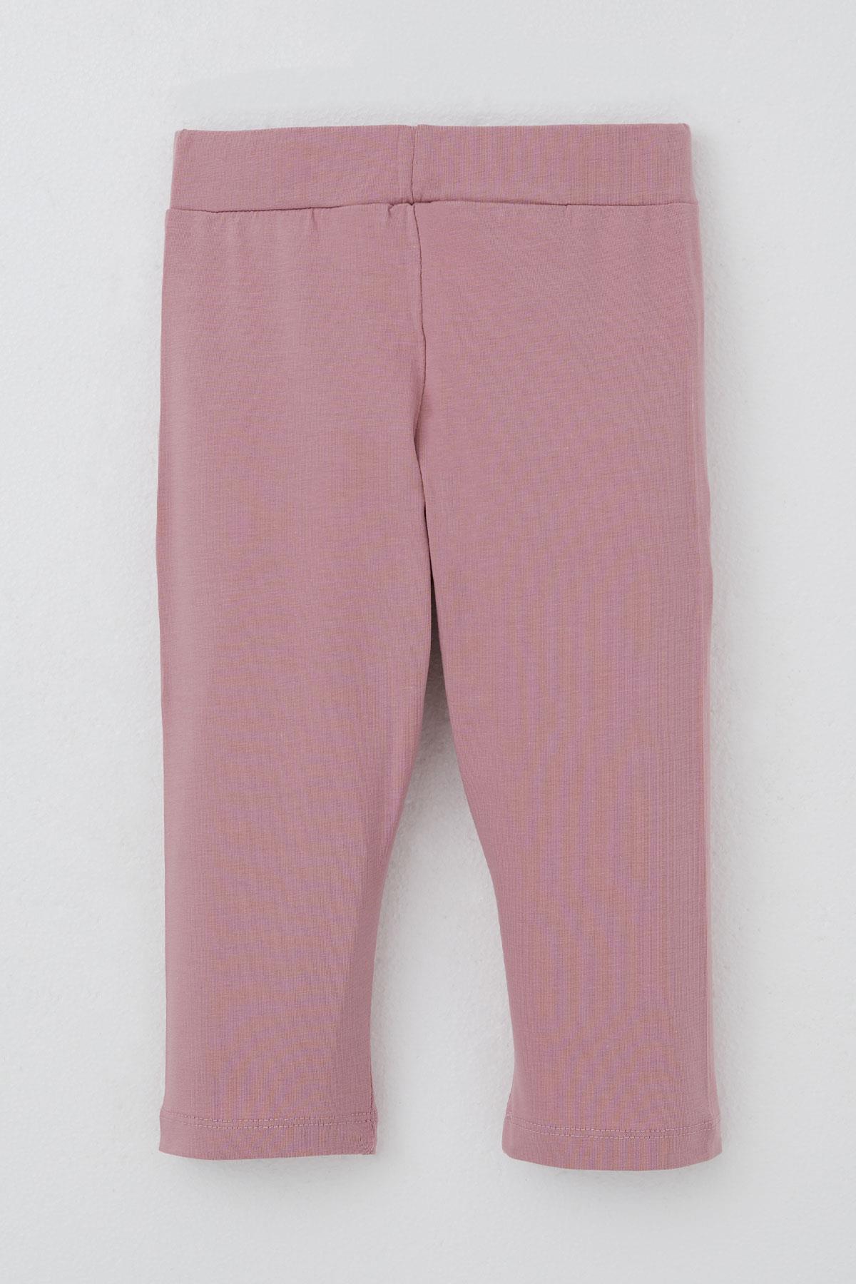 Breeze Kız Çocuk Kapri Taytlı Takım Sevgi Temalı Çiçek Baskılı Bej (3-8 Yaş)