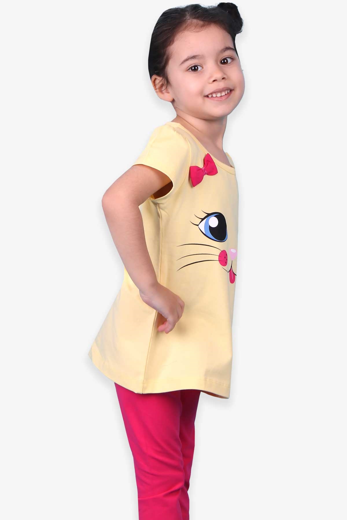 Breeze Kız Çocuk Kapri Taytlı Takım Tavşanlı Fiyonklu Sarı (1-4 Yaş)
