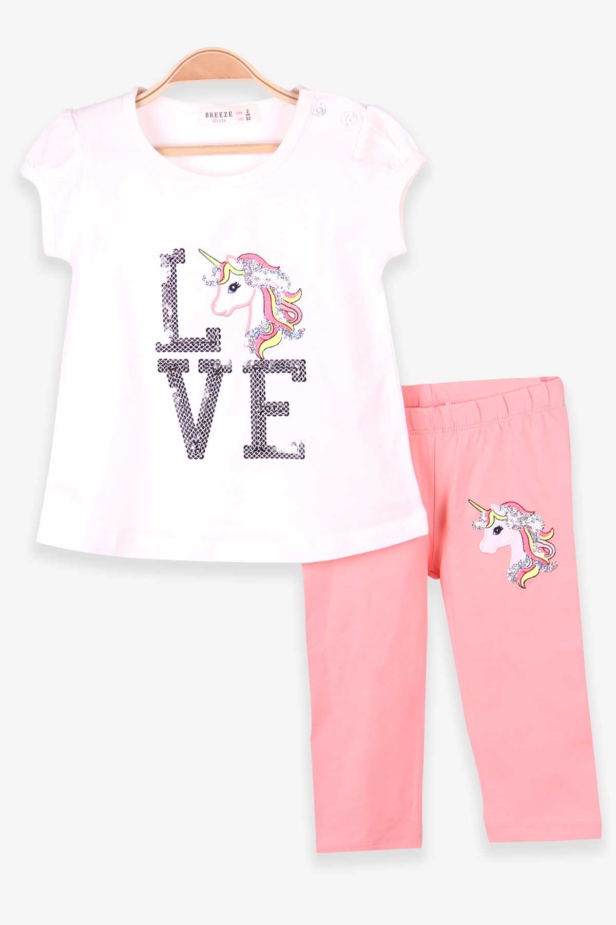 Breeze Kız Çocuk Kapri Taytlı Takım Unicorn Ekru (2-6 Yaş)