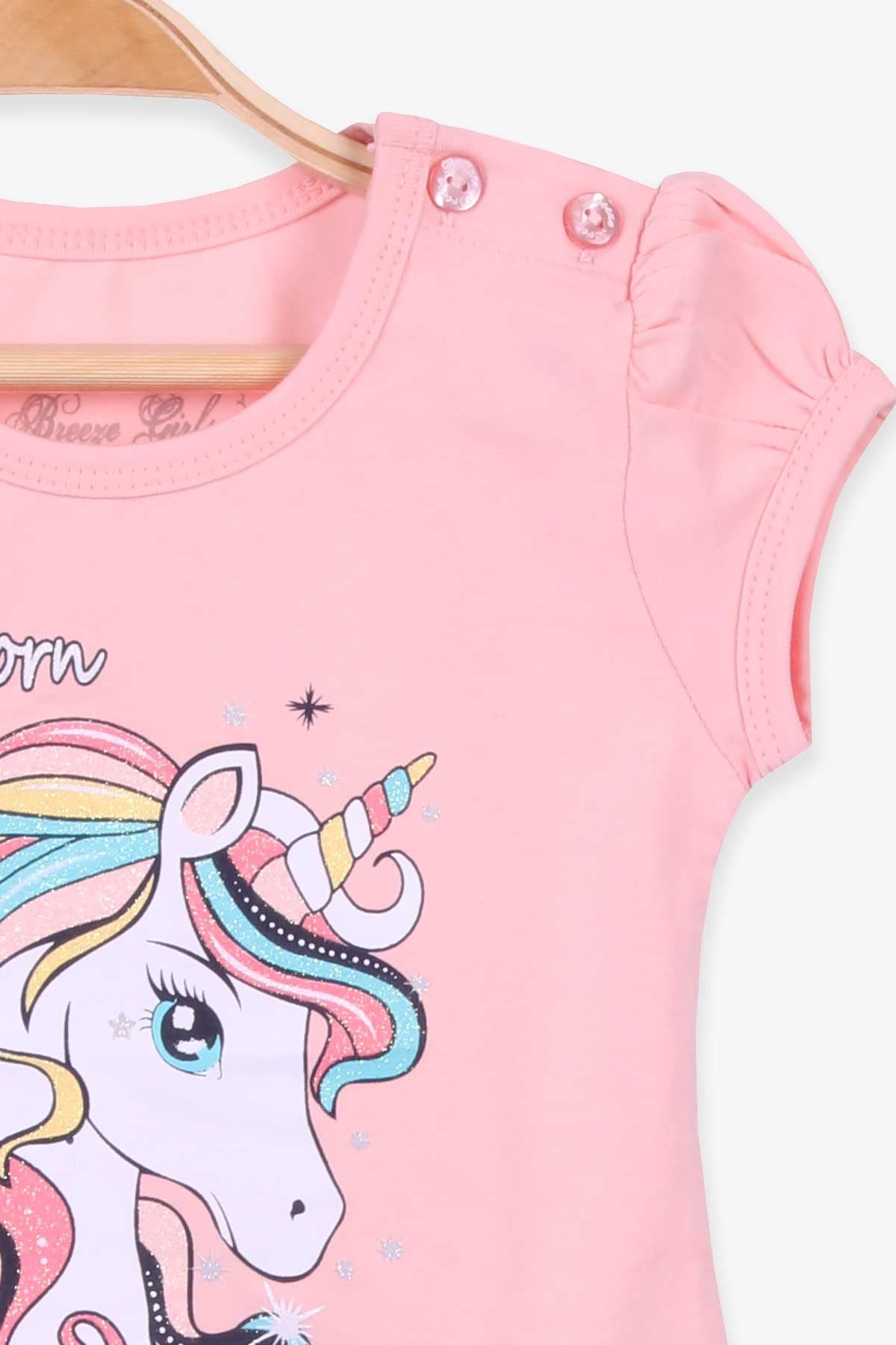 Breeze Kız Çocuk Kapri Taytlı Takım Unicorn Somon (2-6 Yaş)