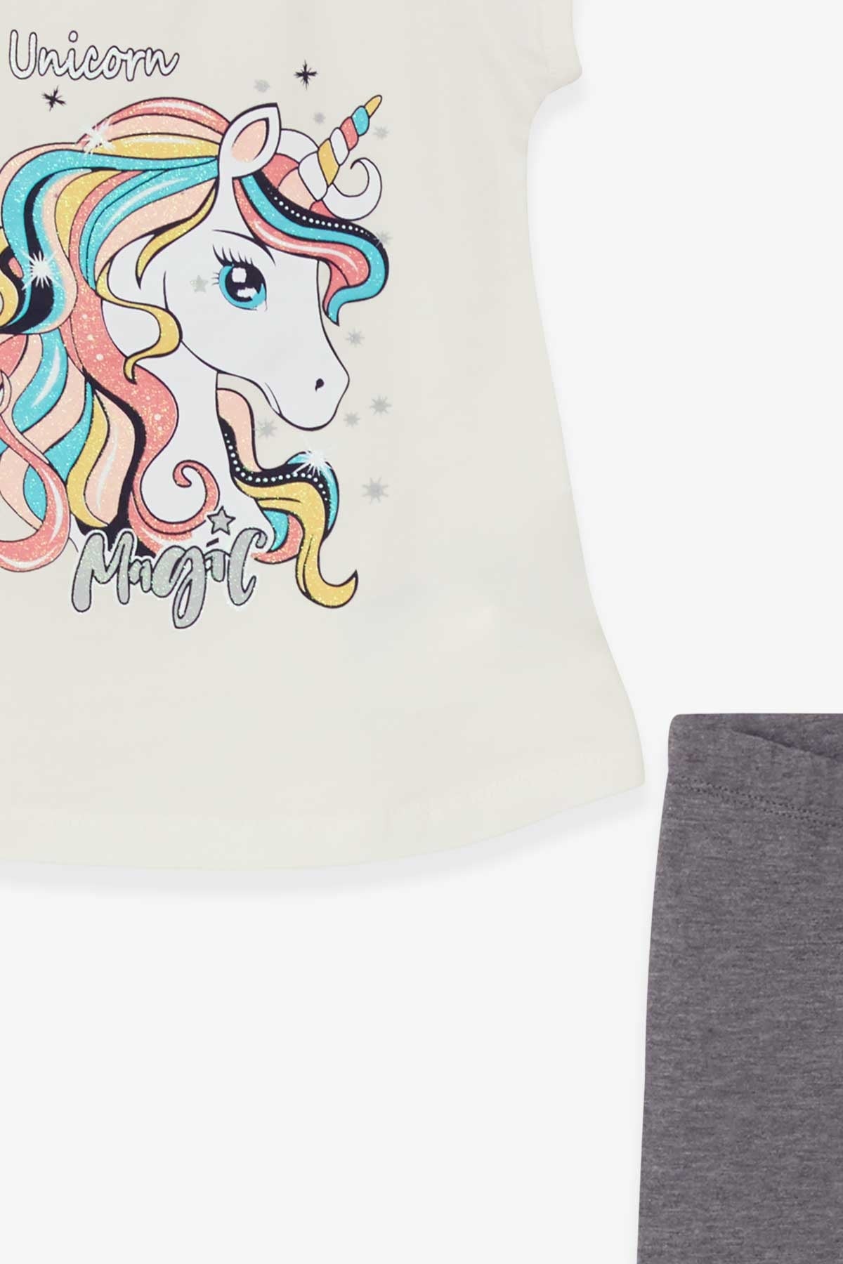 Breeze Kız Çocuk Kapri Taytlı Takım Unicorn Ekru (2-6 Yaş)