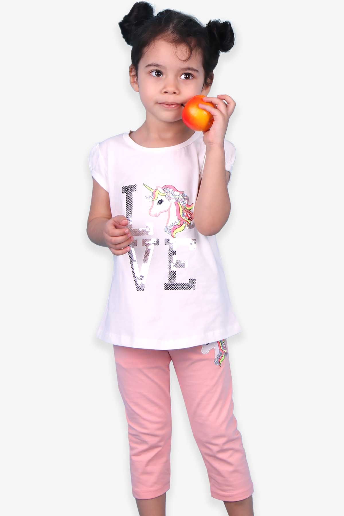 Breeze Kız Çocuk Kapri Taytlı Takım Unicorn Ekru (2-6 Yaş)