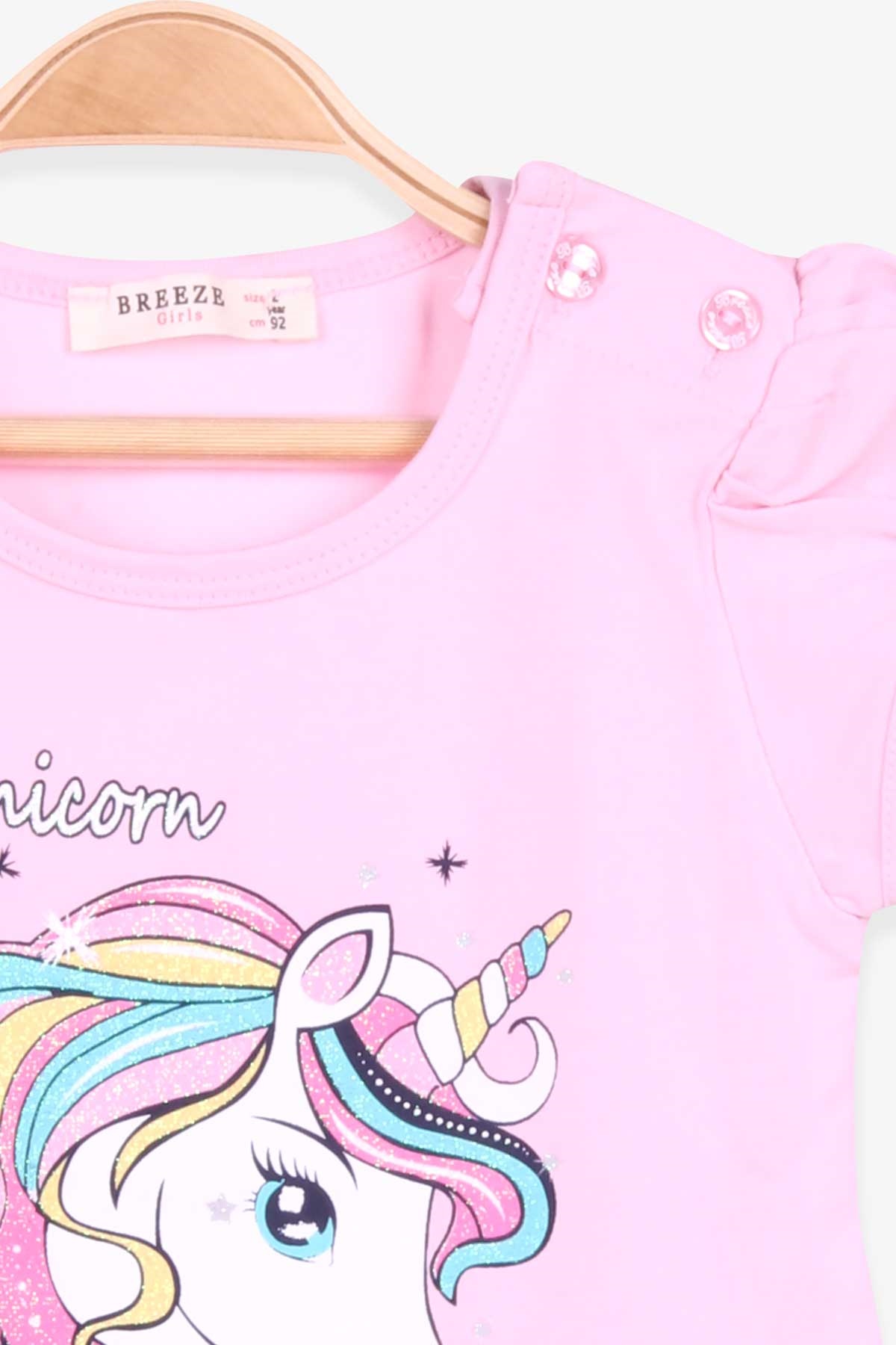 Breeze Kız Çocuk Kapri Taytlı Takım Unicorn Pudra (2-6 Yaş)