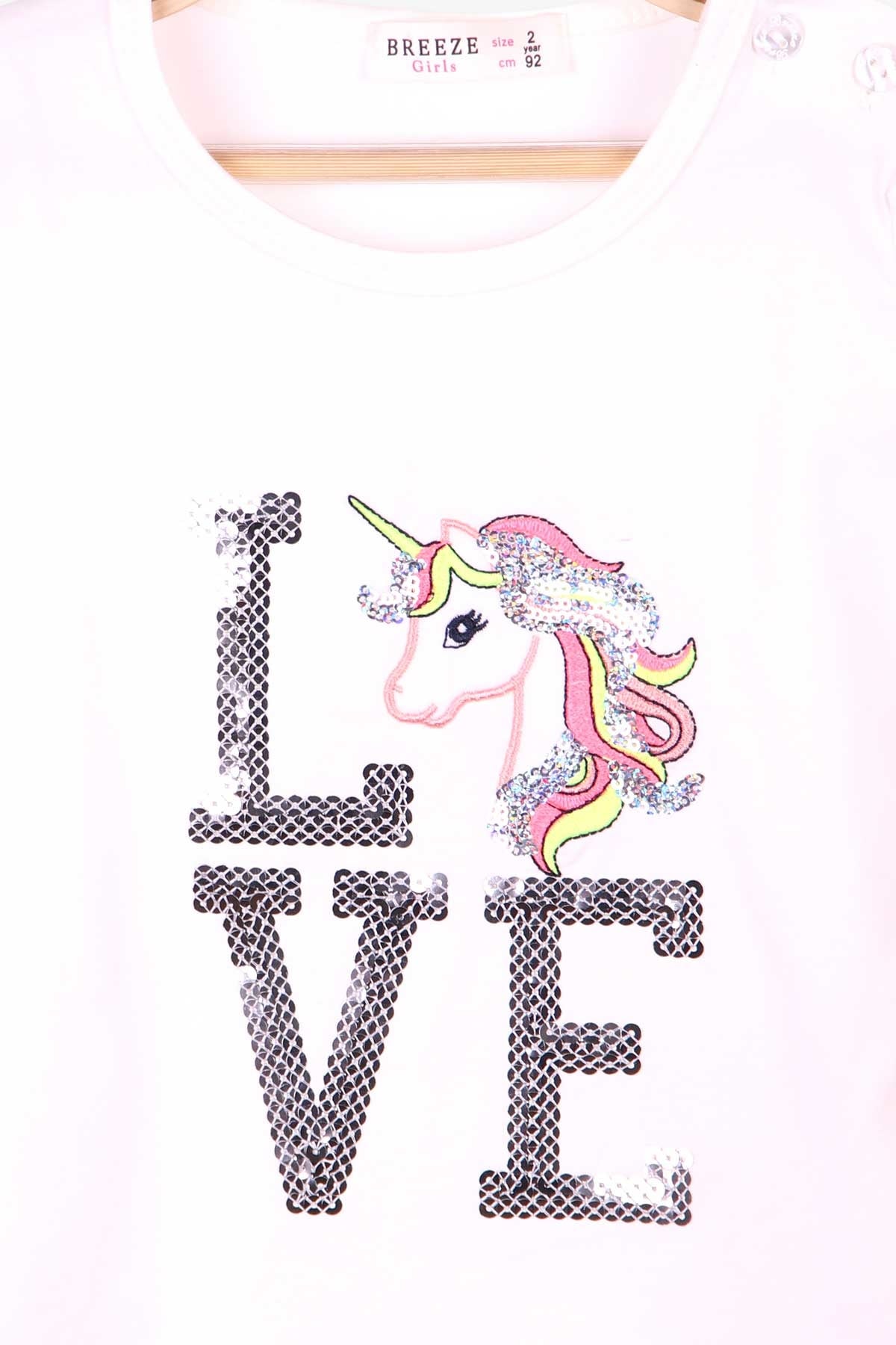 Breeze Kız Çocuk Kapri Taytlı Takım Unicorn Ekru (2-6 Yaş)
