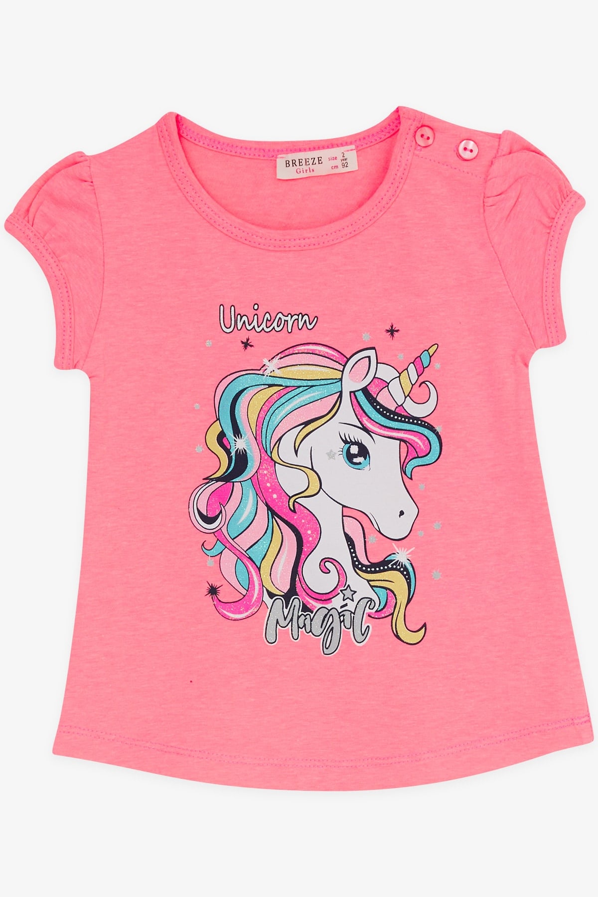 Breeze Kız Çocuk Kapri Taytlı Takım Unicorn Neon Pembe (2-6 Yaş)