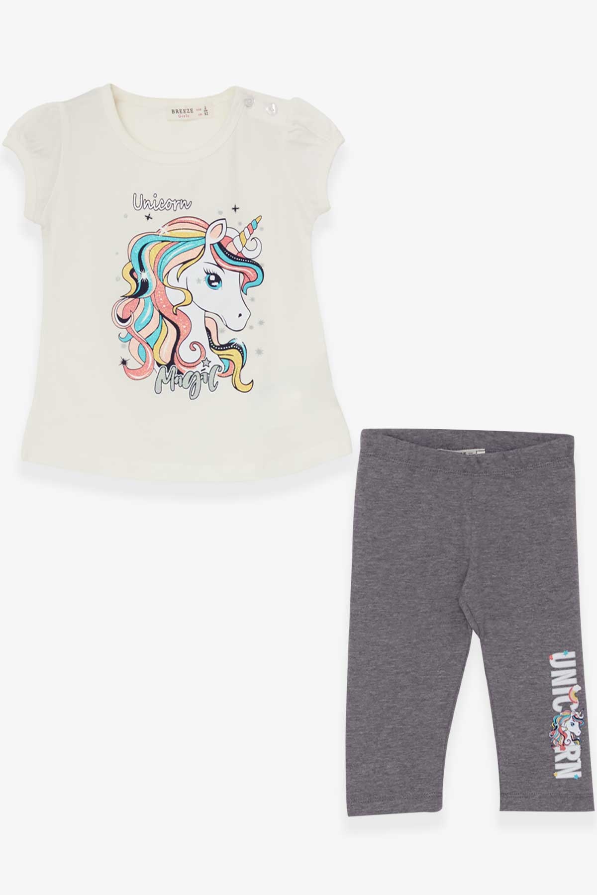 Breeze Kız Çocuk Kapri Taytlı Takım Unicorn Ekru (2-6 Yaş)