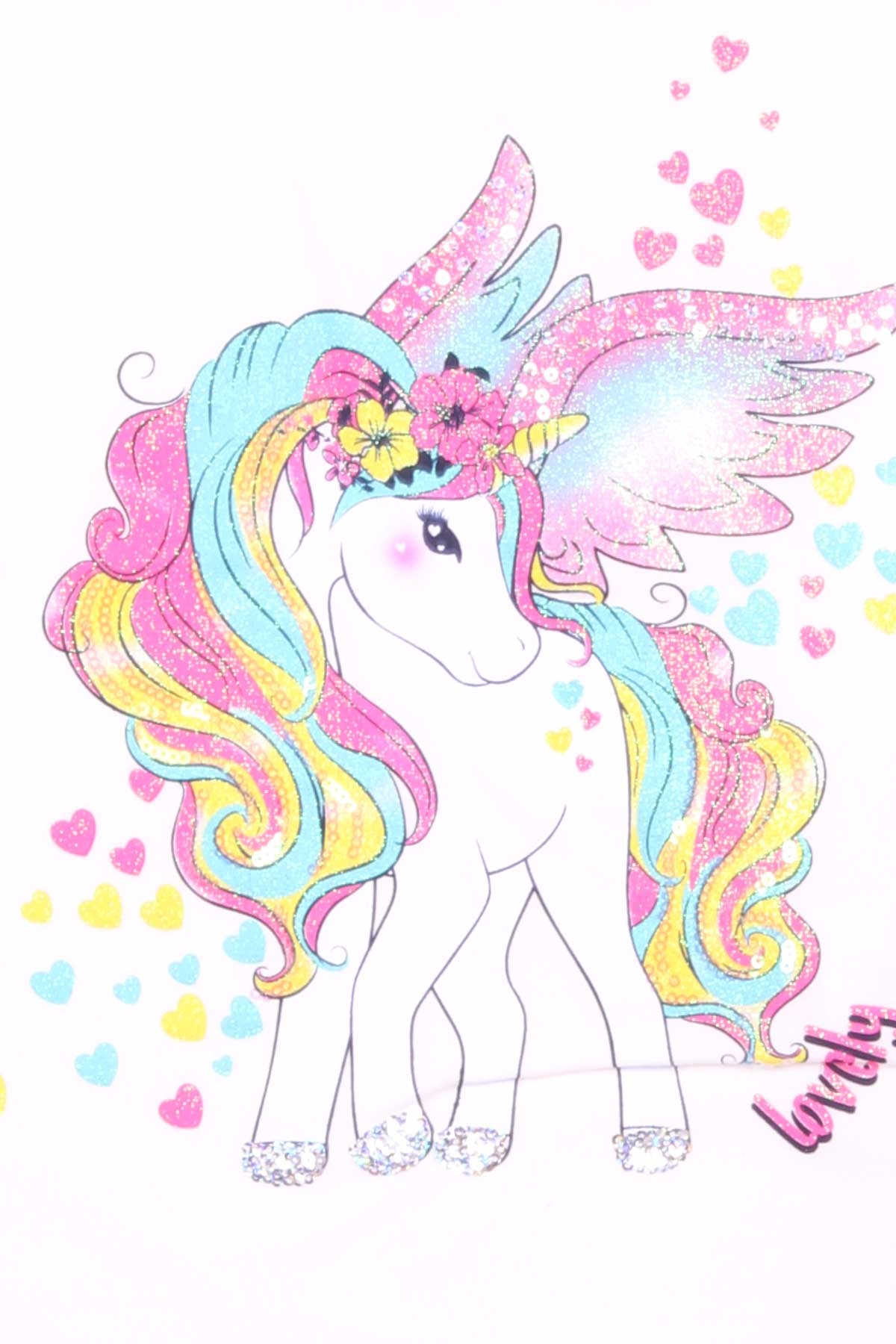 Breeze Kız Çocuk Kapri Taytlı Takım Unicorn Baskılı Ekru (2-6 Yaş)