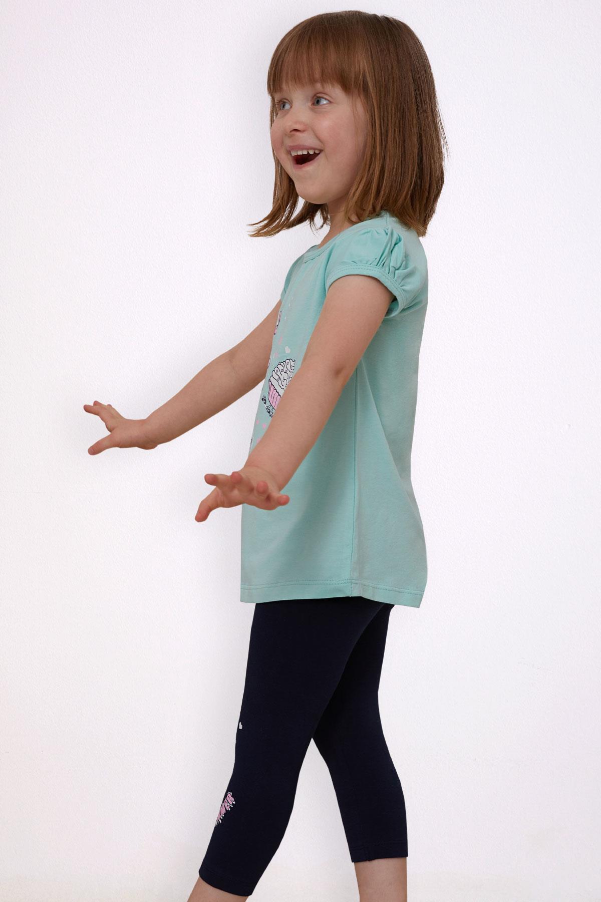 Breeze Kız Çocuk Kapri Taytlı Takım Yaz Temalı Cupcake Baskılı Su Yeşili (1.5-5 Yaş)