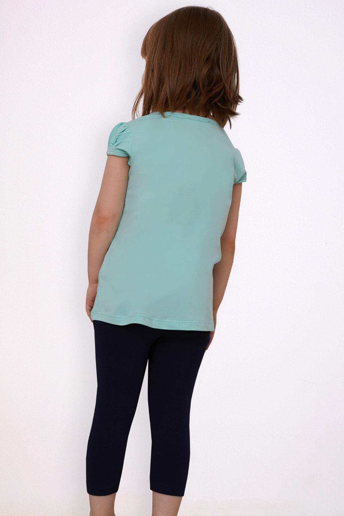 Breeze Kız Çocuk Kapri Taytlı Takım Yaz Temalı Cupcake Baskılı Su Yeşili (1.5-5 Yaş)