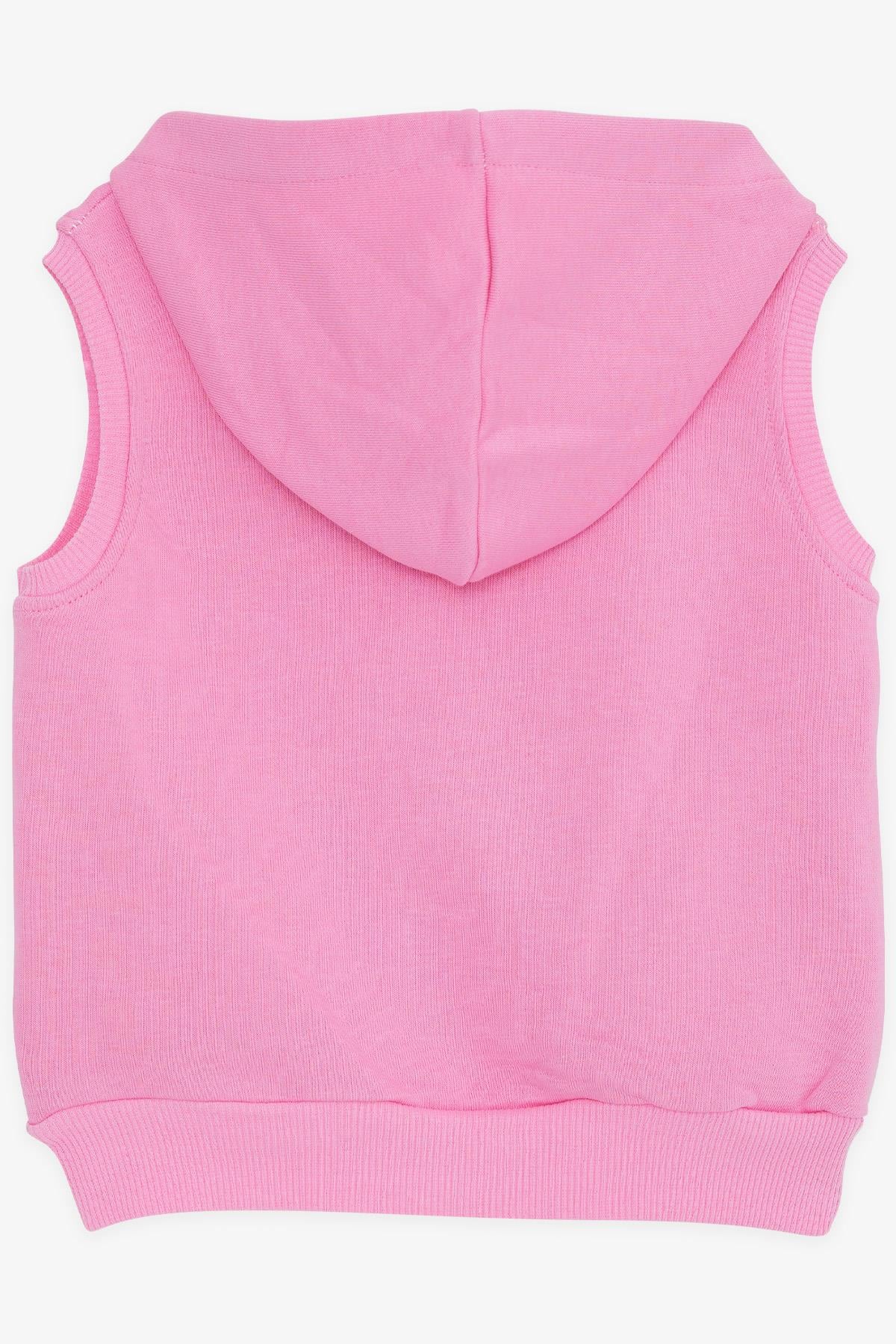 Breeze Kız Çocuk Kapüşonlu Yelek Fermuarlı Armalı Pembe (3-8 Yaş)