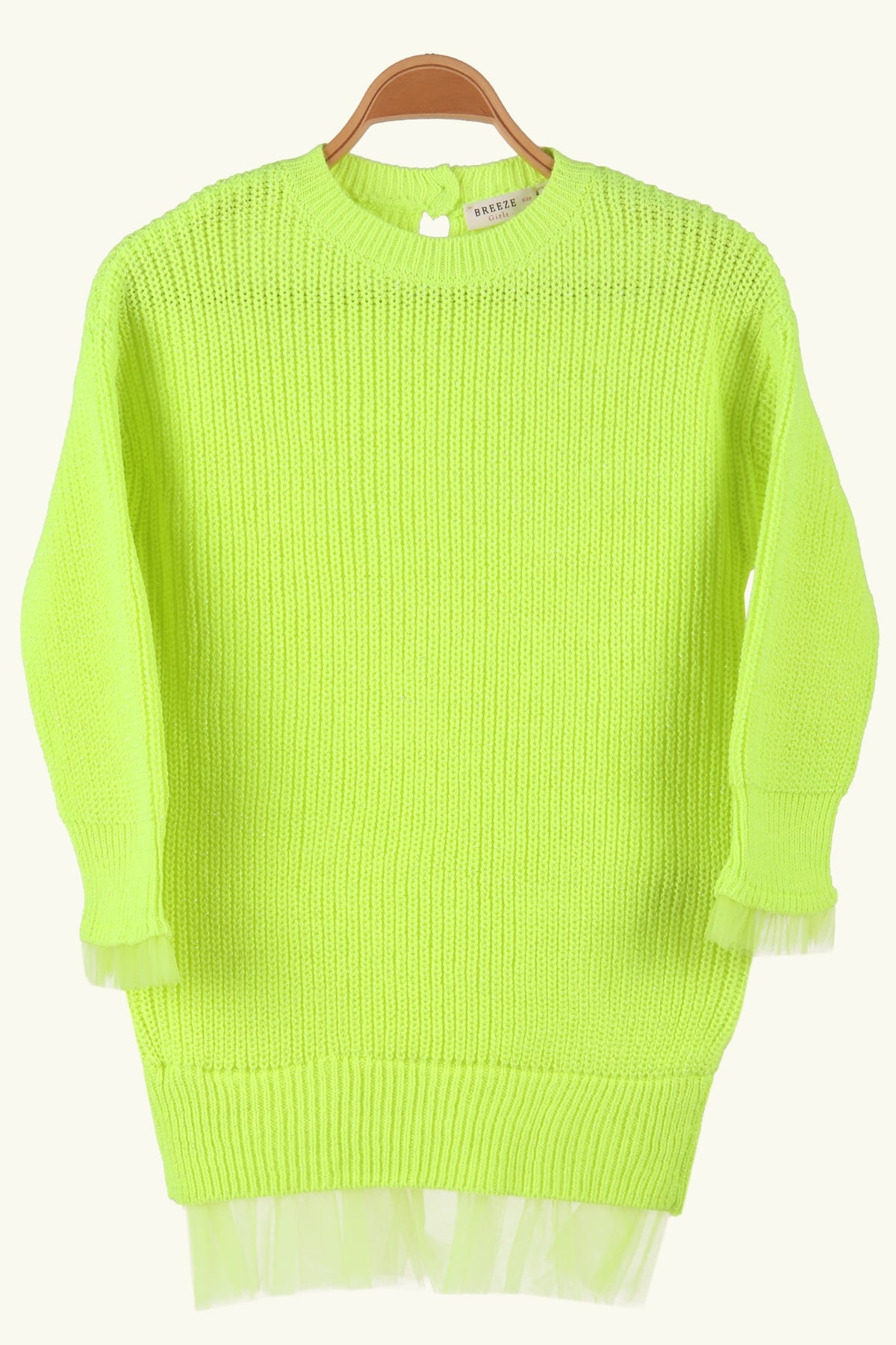 Breeze Kız Çocuk Kazak Basic Neon Yeşil (3-11 Yaş)