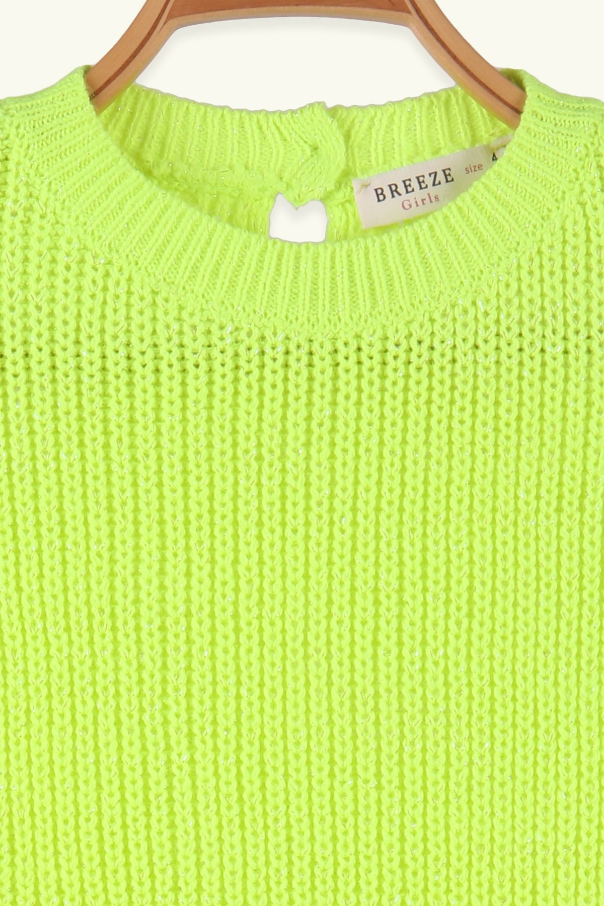 Breeze Kız Çocuk Kazak Basic Neon Yeşil (3-11 Yaş)