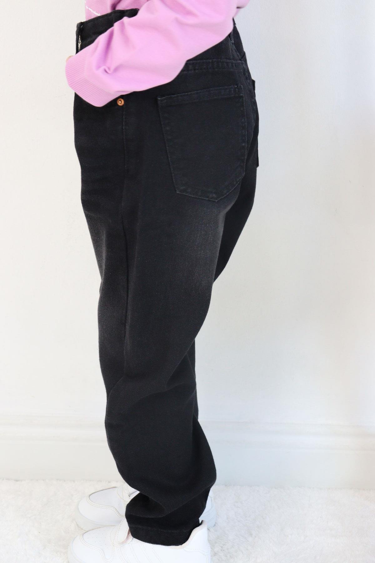 Breeze Kız Çocuk Kot Pantalon Cepli Siyah (5-9 Yaş)
