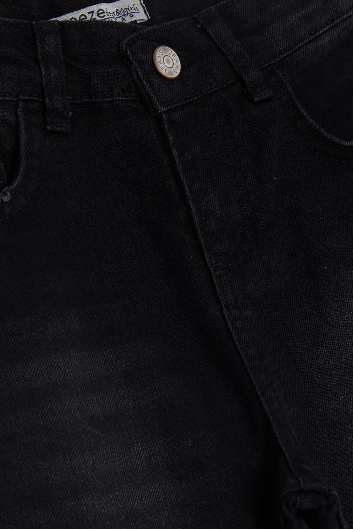 Breeze Kız Çocuk Kot Pantalon Cepli Siyah (10-14 Yaş)