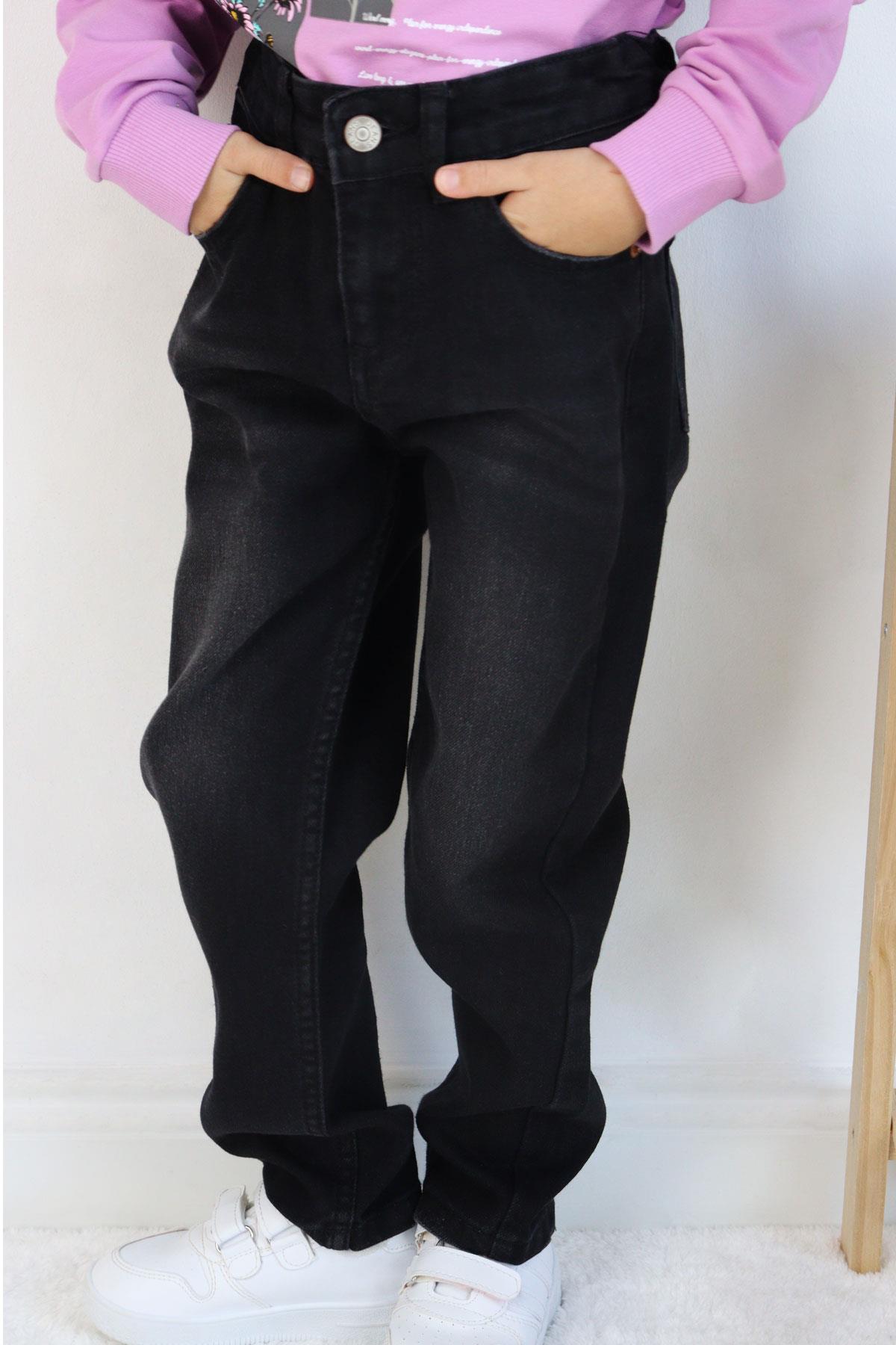 Breeze Kız Çocuk Kot Pantalon Cepli Siyah (5-9 Yaş)