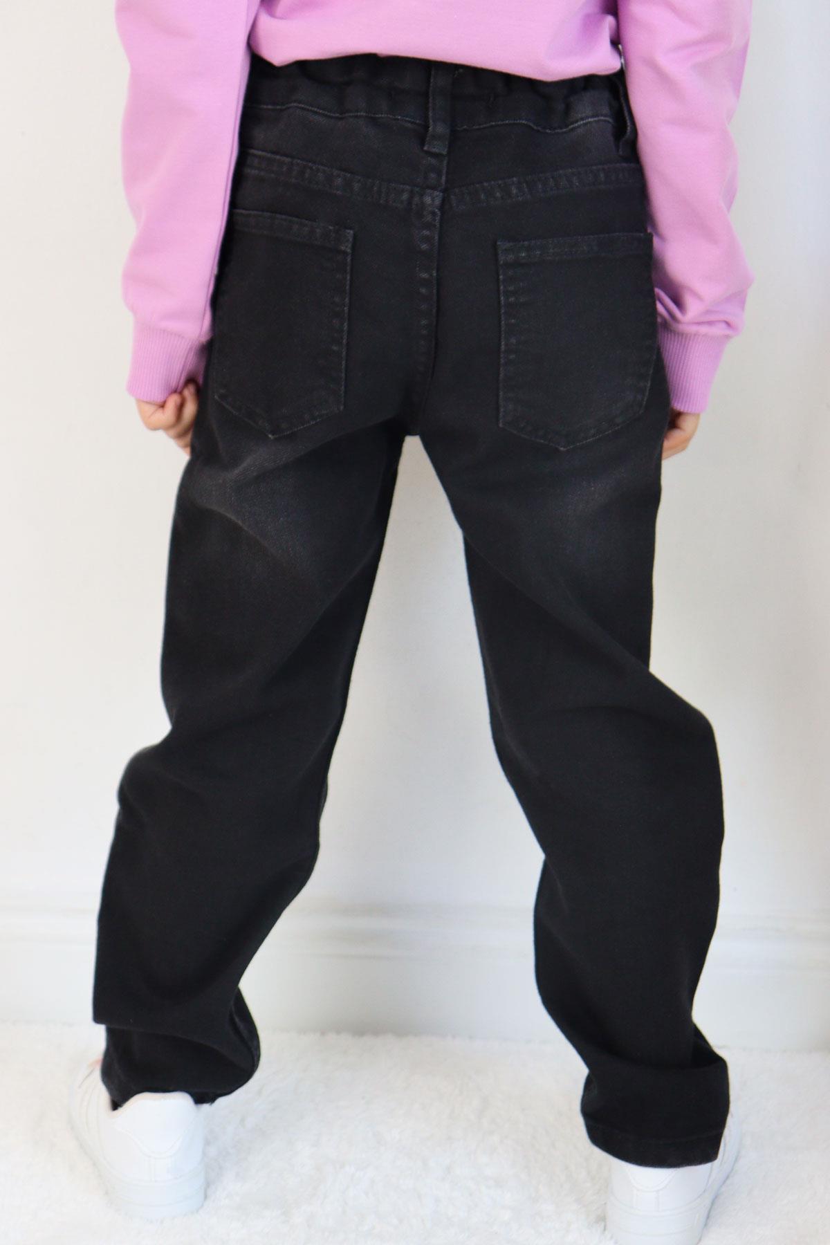 Breeze Kız Çocuk Kot Pantalon Cepli Siyah (5-9 Yaş)