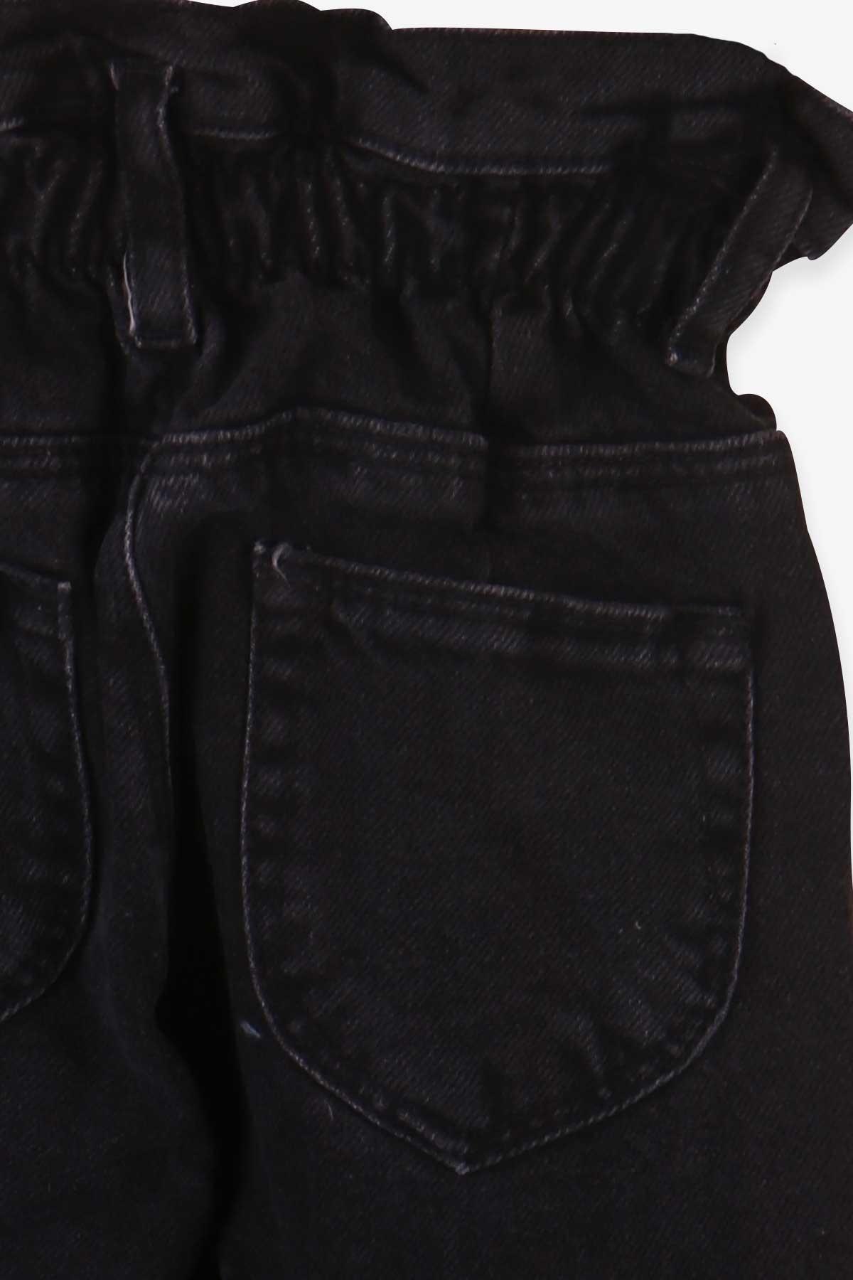 Breeze Kız Çocuk Kot Pantolon Beli Lastikli Bağcıklı Siyah (6-14 Yaş)