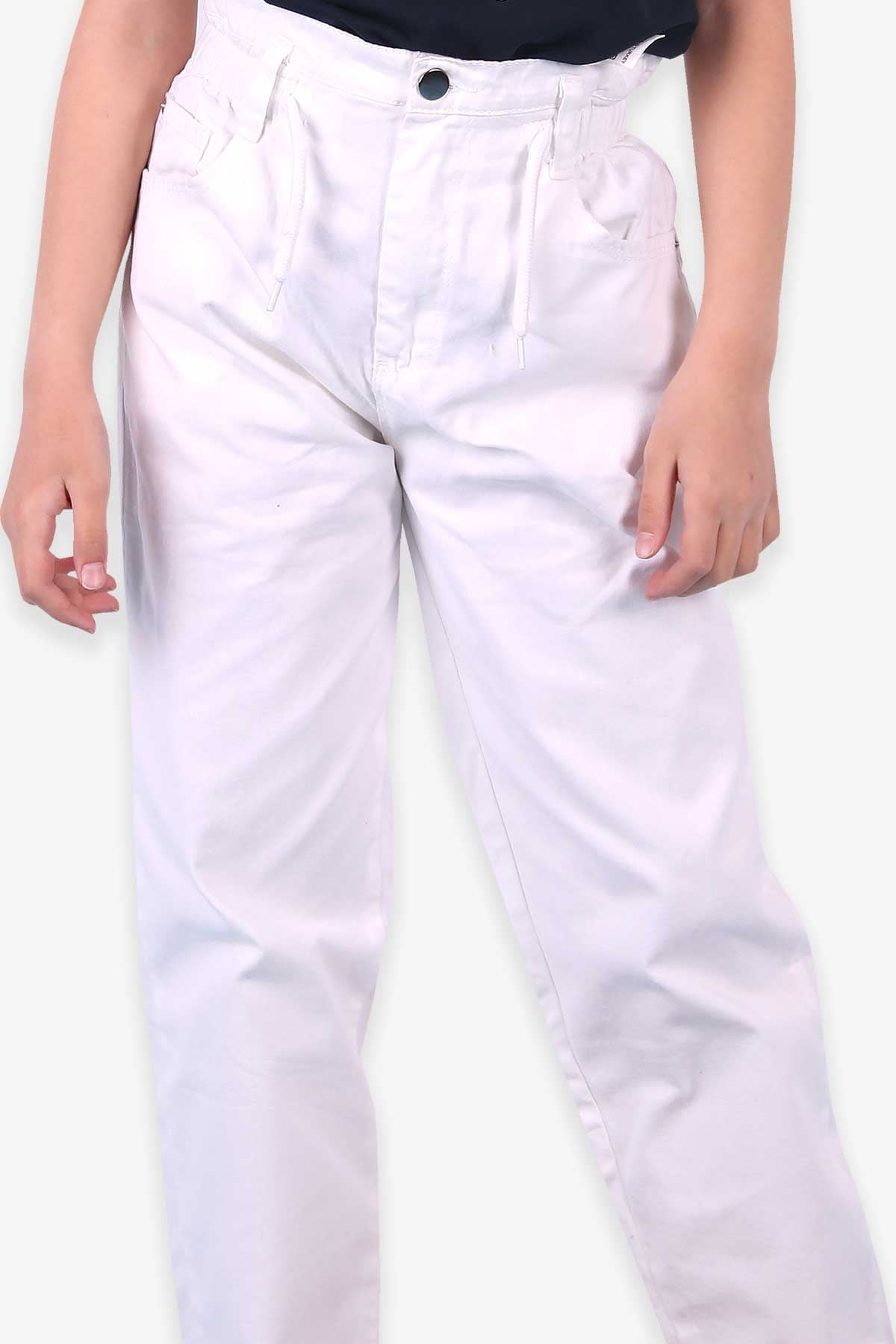 Breeze Kız Çocuk Kot Pantolon Beli Lastikli Ekru (10-12 Yaş)
