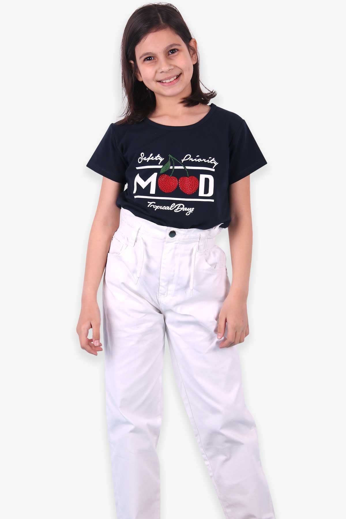 Breeze Kız Çocuk Kot Pantolon Beli Lastikli Ekru (10-12 Yaş)