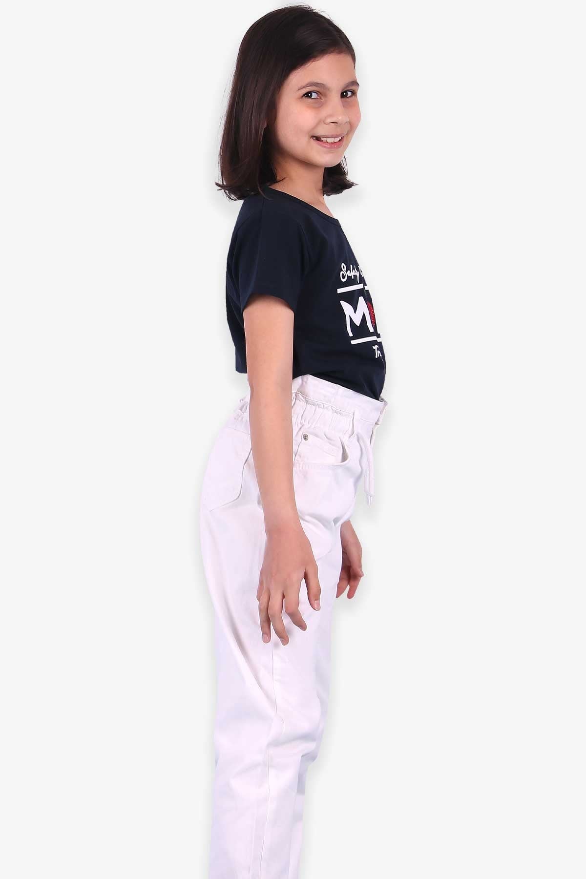 Breeze Kız Çocuk Kot Pantolon Beli Lastikli Ekru (10-12 Yaş)
