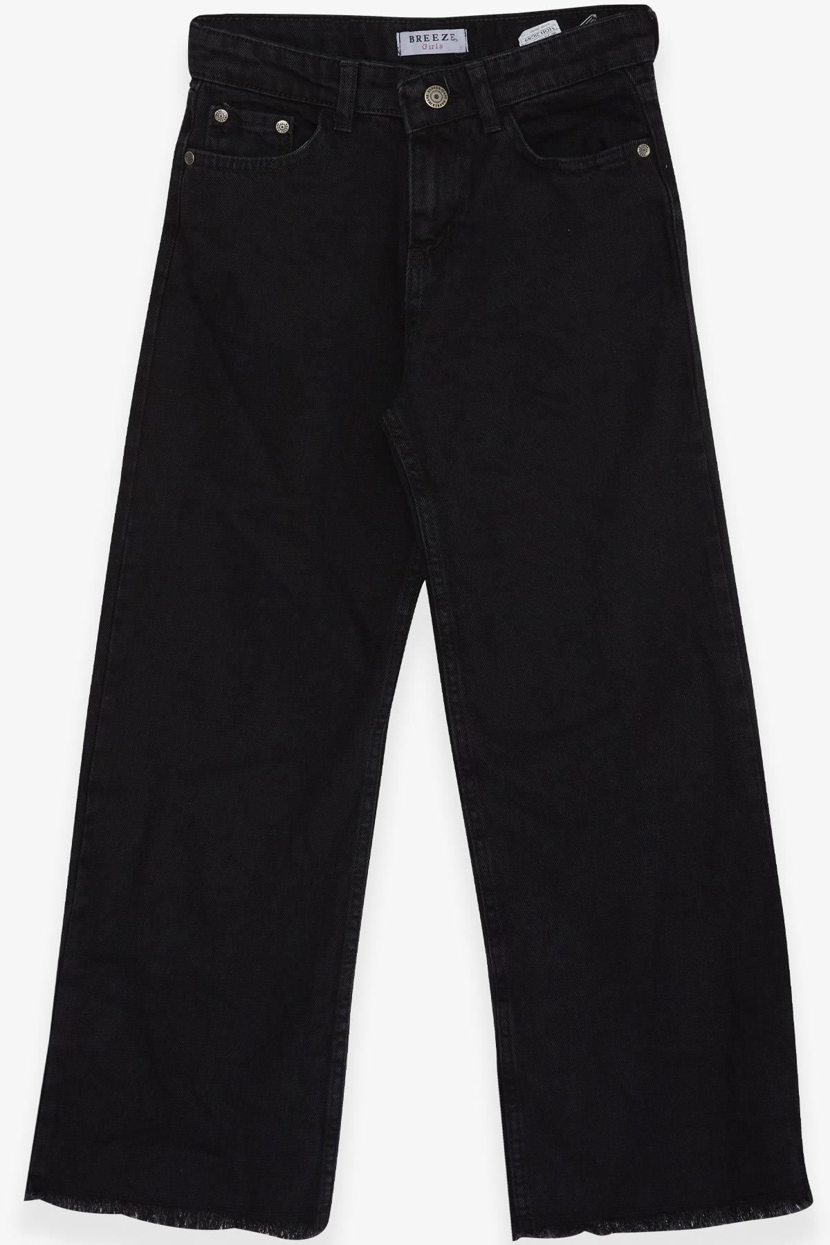 Breeze Kız Çocuk Kot Pantolon Paçası Püsküllü Siyah (8-12 Yaş)
