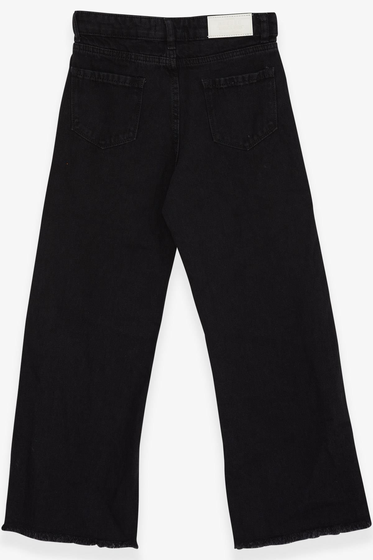 Breeze Kız Çocuk Kot Pantolon Paçası Püsküllü Siyah (8-12 Yaş)
