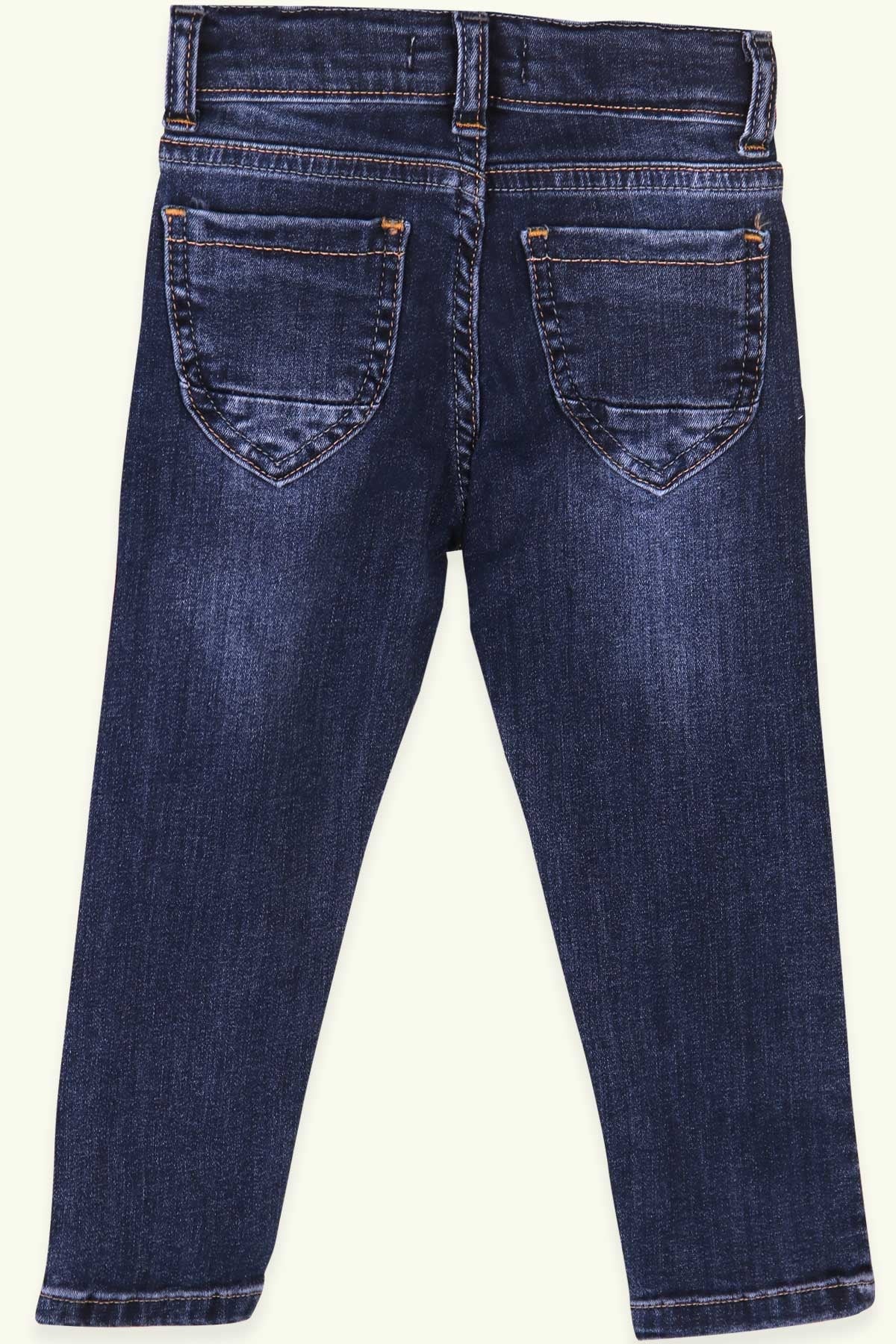 Breeze Kız Çocuk Kot Pantolon Taşlanmış Koyu Mavi (1.5-5 Yaş)
