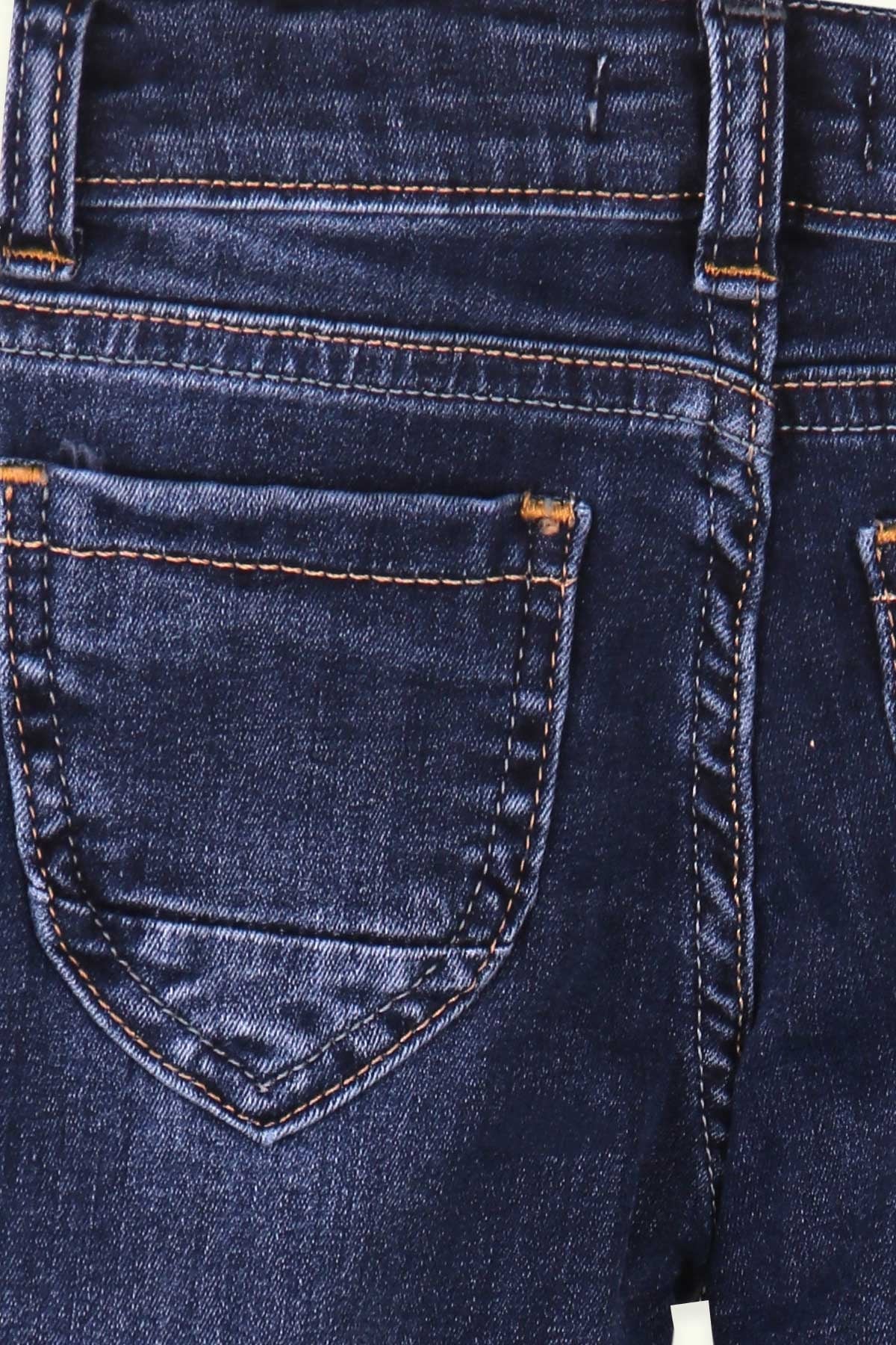 Breeze Kız Çocuk Kot Pantolon Taşlanmış Koyu Mavi (1.5-5 Yaş)
