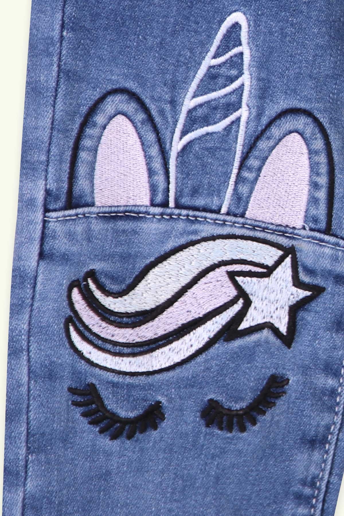 Breeze Kız Çocuk Kot Pantolon Unicorn Mavi (2-6 Yaş)