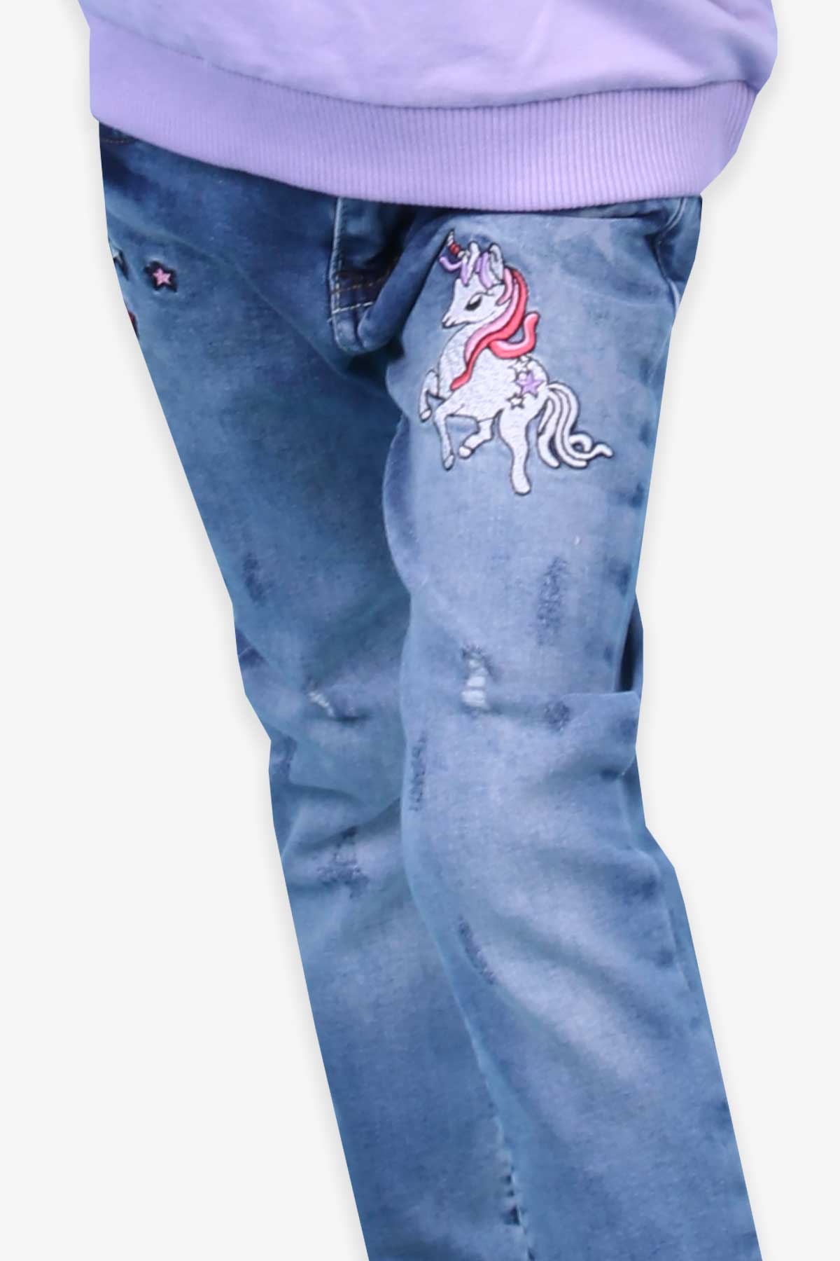 Breeze Kız Çocuk Kot Pantolon Unicorn Mavi (2-3 Yaş)