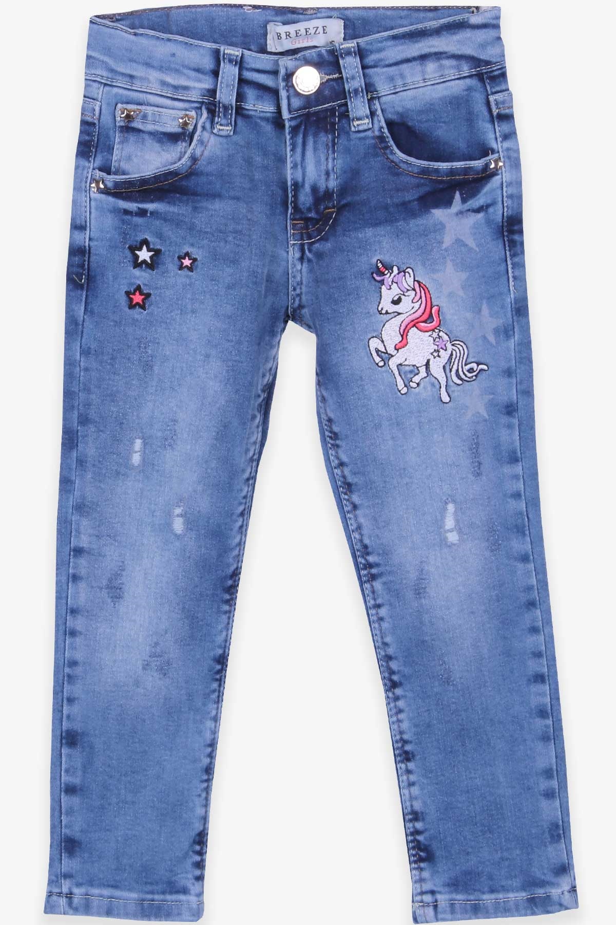 Breeze Kız Çocuk Kot Pantolon Unicorn Mavi (2-3 Yaş)