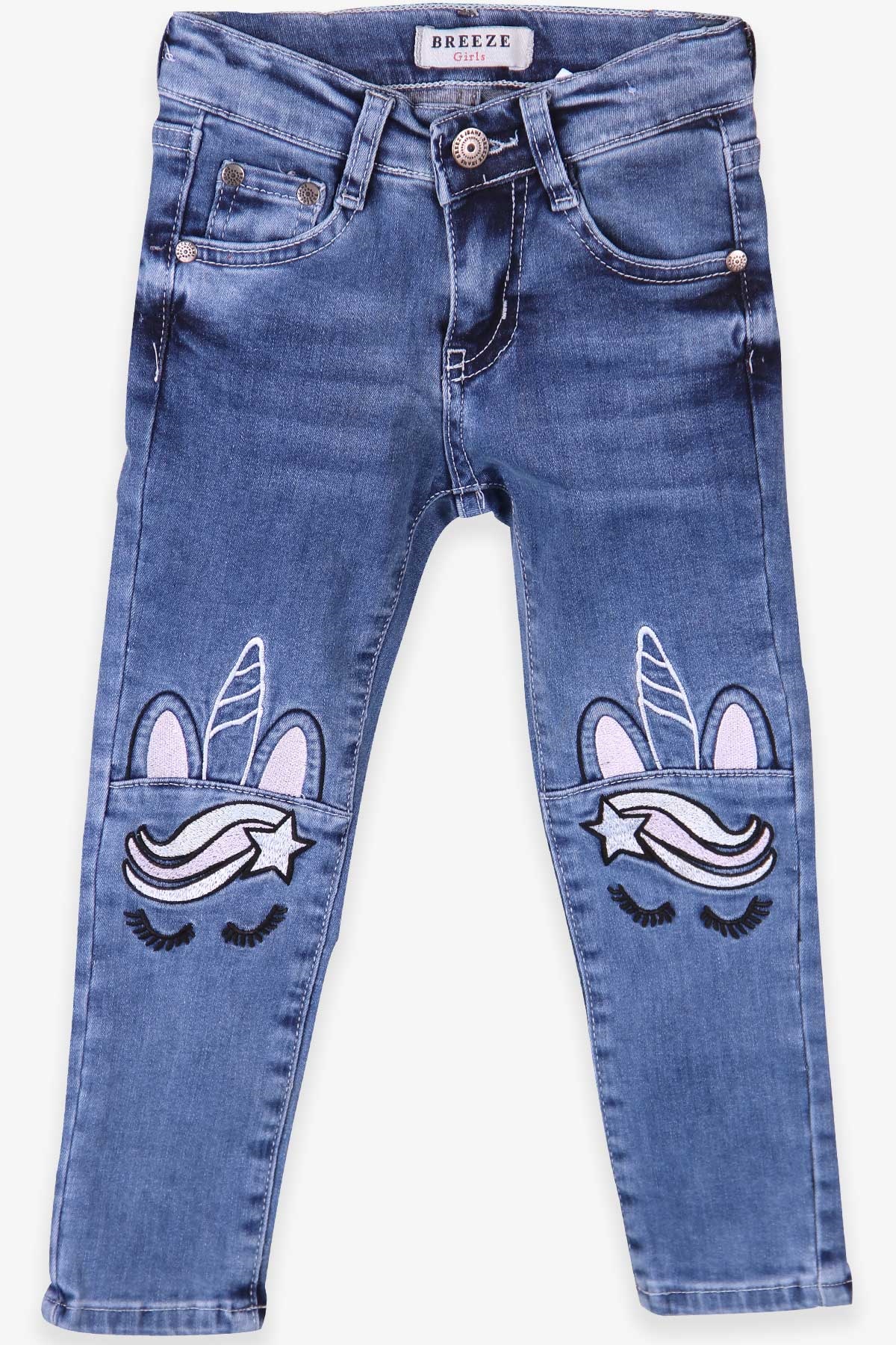 Breeze Kız Çocuk Kot Pantolon Unicorn Mavi (2-6 Yaş)