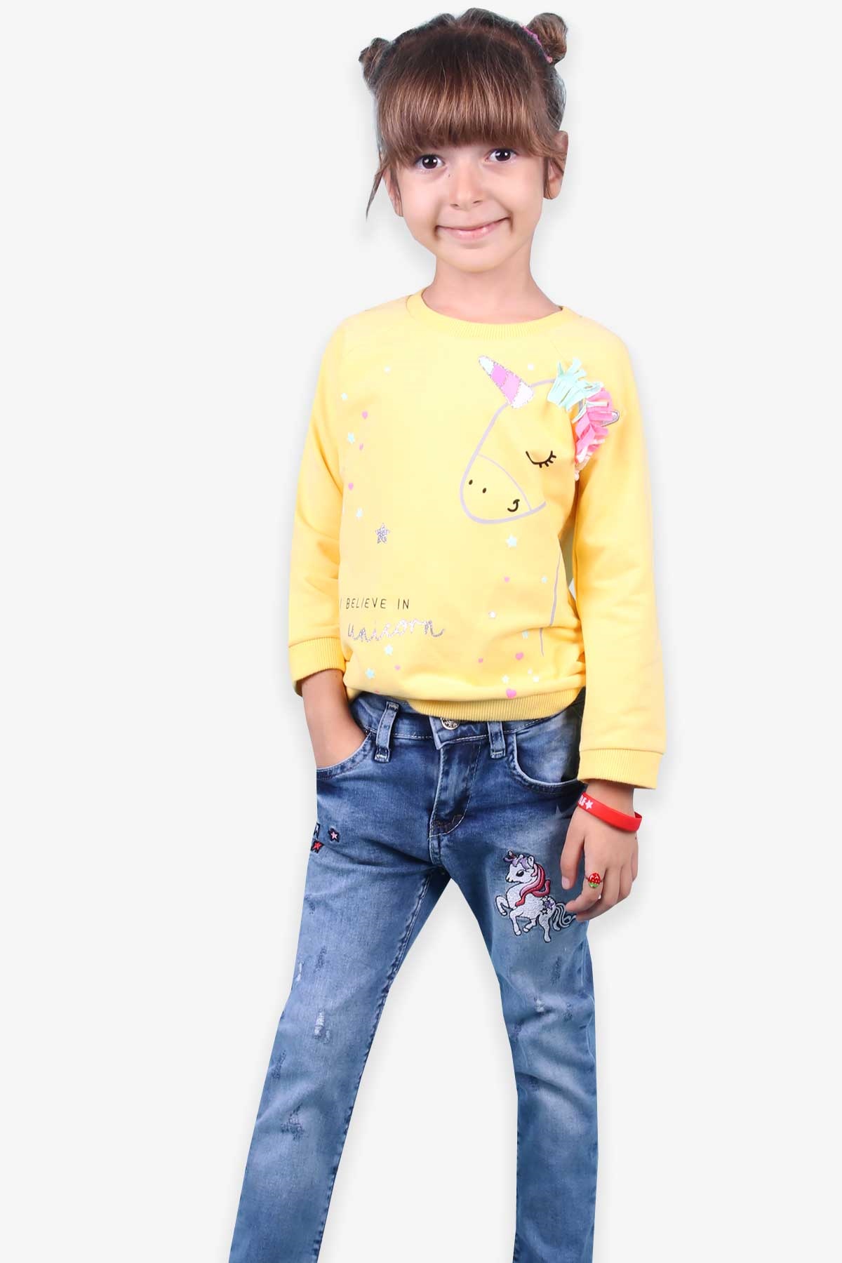 Breeze Kız Çocuk Kot Pantolon Unicorn Mavi (2-3 Yaş)