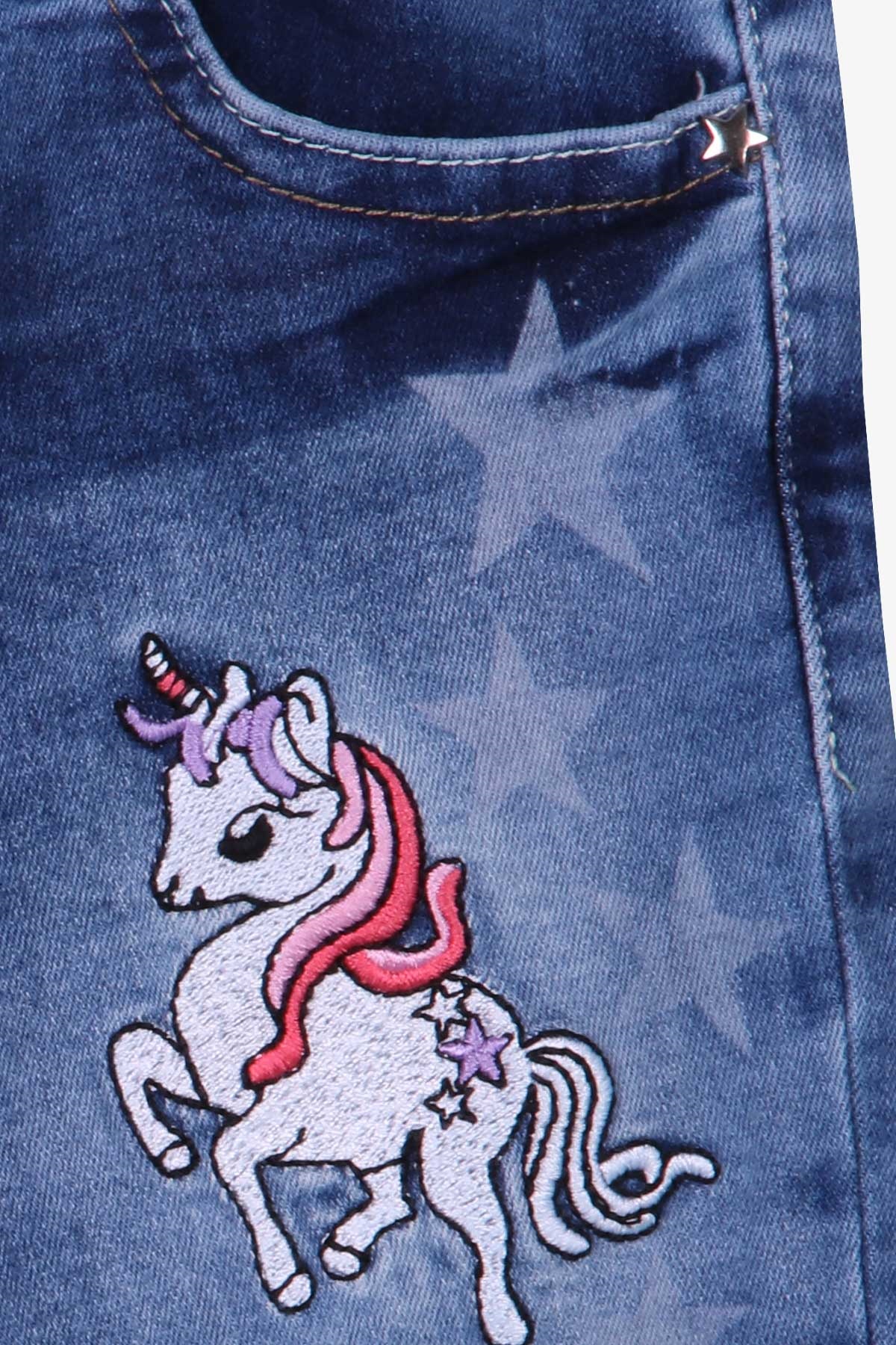 Breeze Kız Çocuk Kot Pantolon Unicorn Mavi (2-3 Yaş)