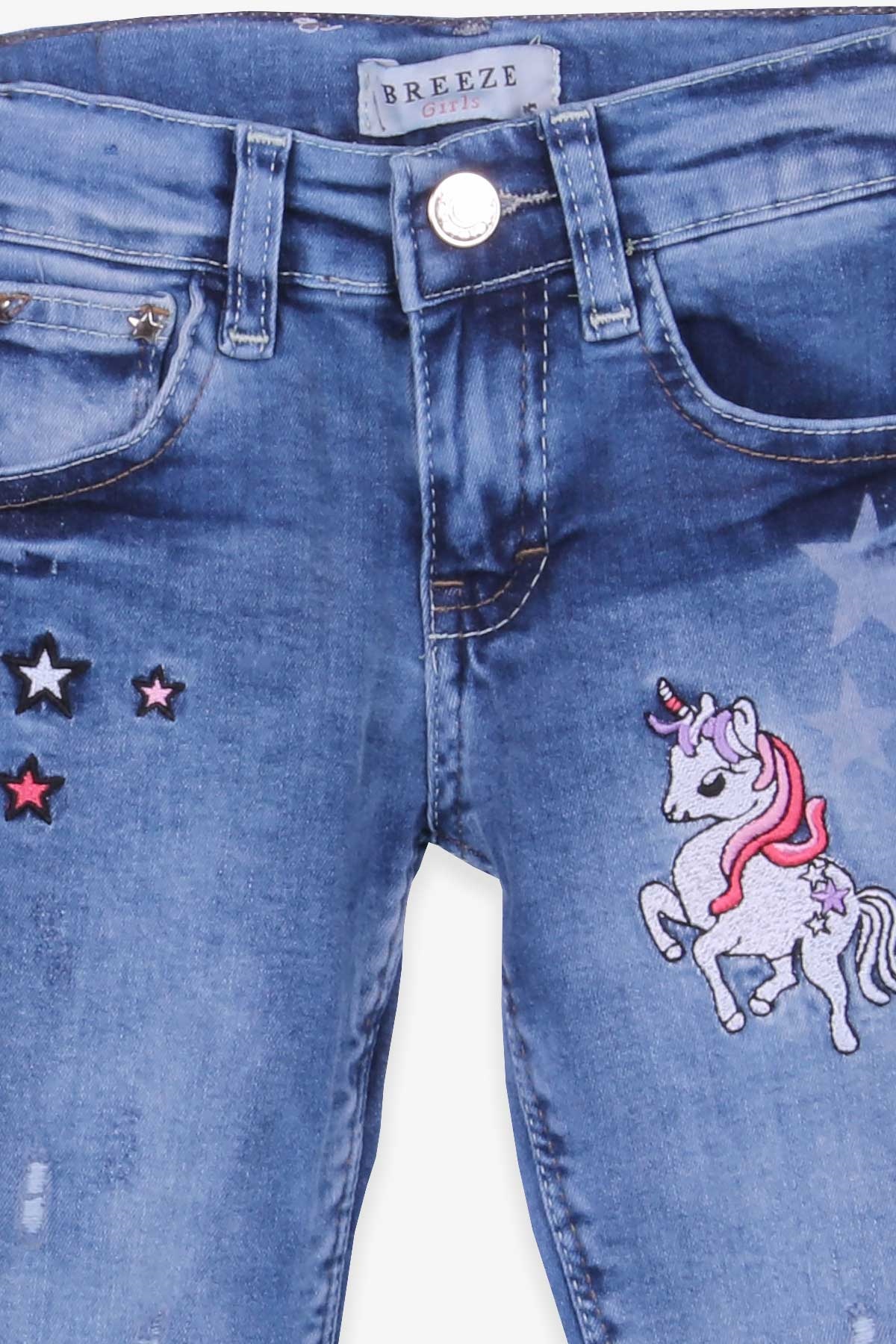 Breeze Kız Çocuk Kot Pantolon Unicorn Mavi (2-3 Yaş)