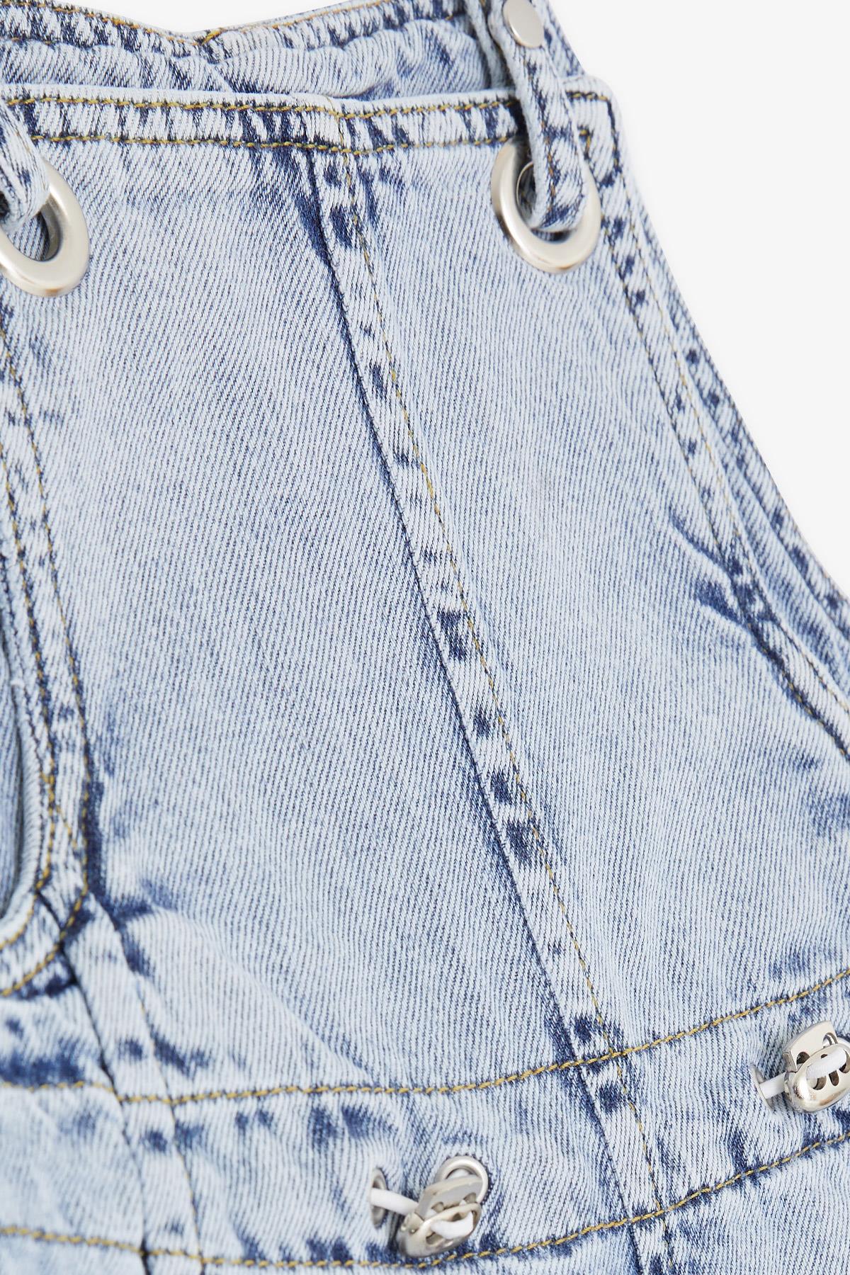 Breeze Kız Çocuk Kot Salopet Geniş Paça Çıtçıtlı Açık Mavi (8-14 Yaş)